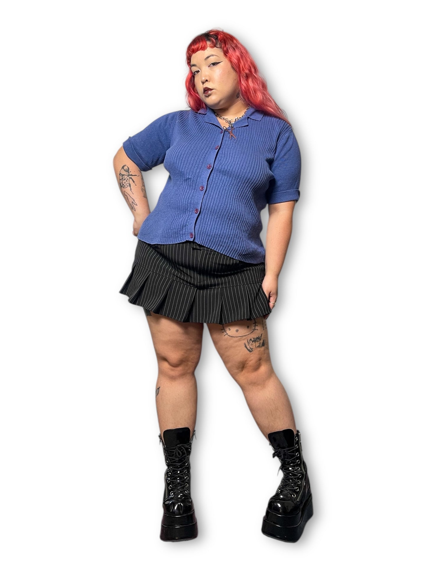 90’s Sag Harbor Blue Knit Blouse (L)