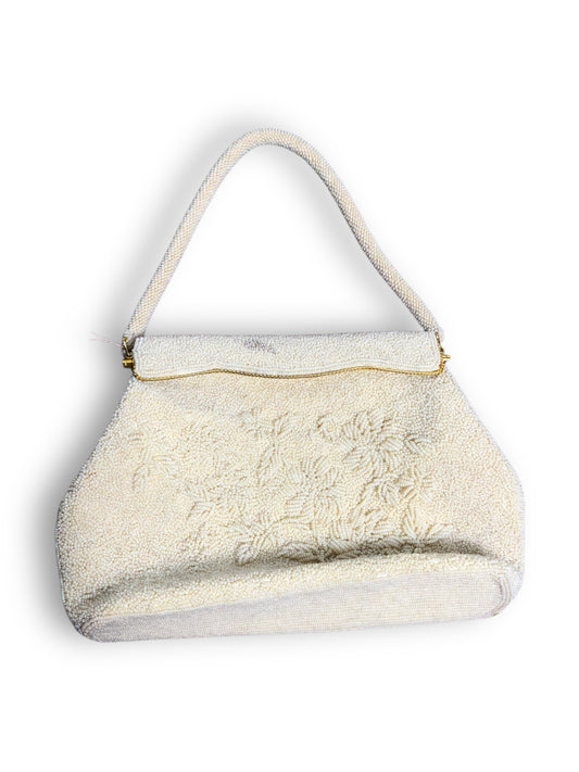 Vintage White Beaded Handbag