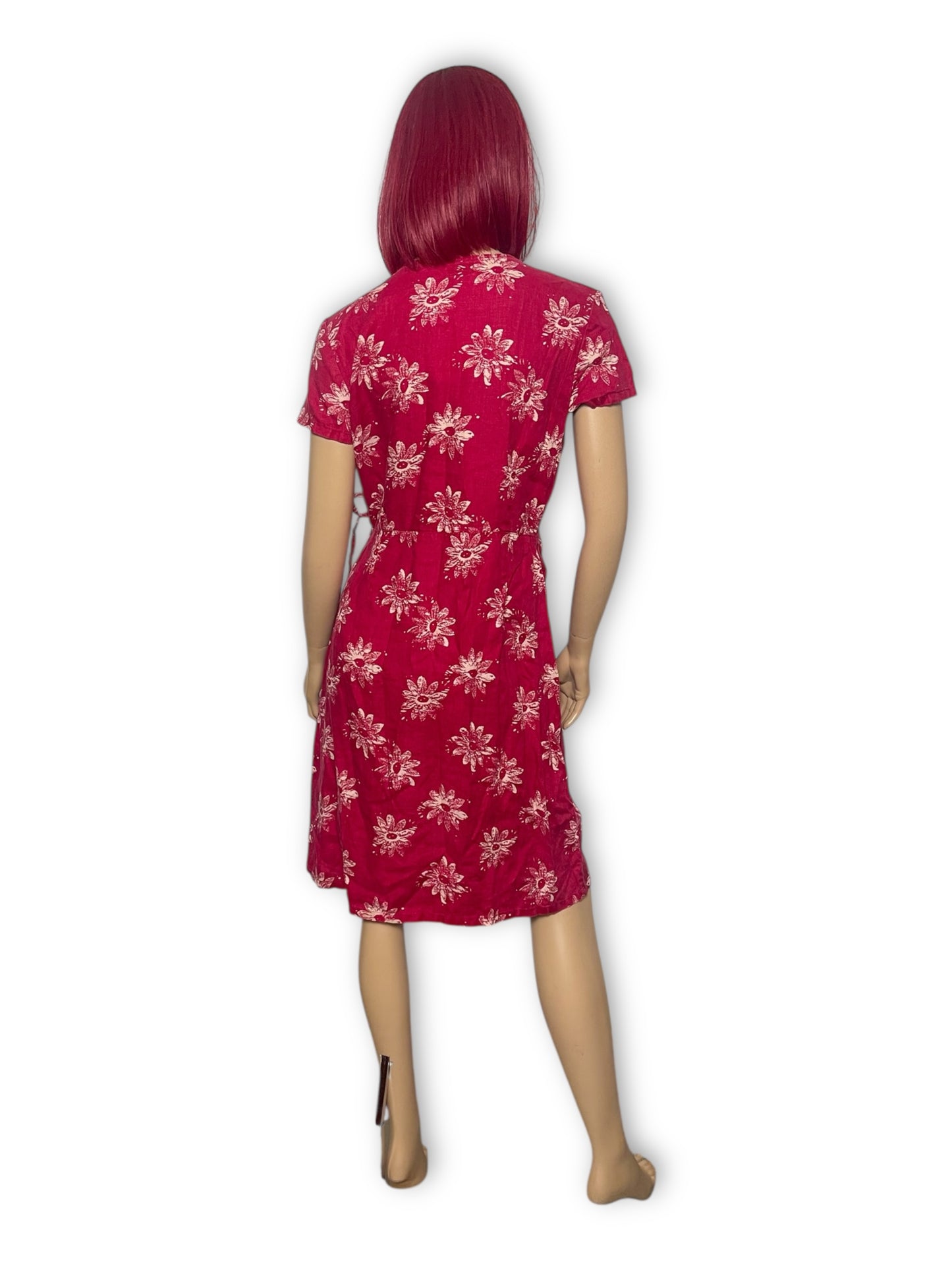 90’s Eddie Bauer Red Floral Wrap Dress (L/XL)