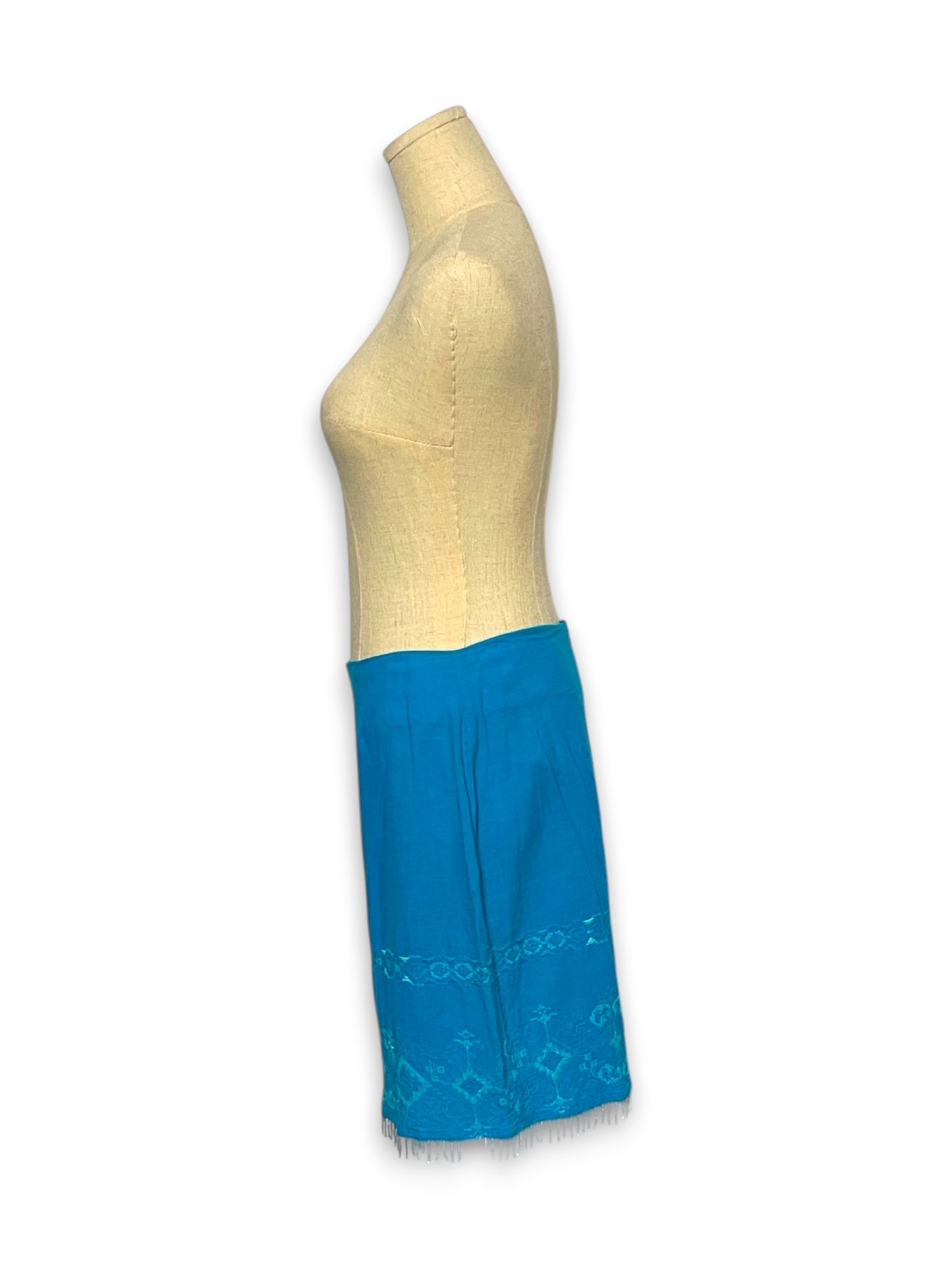90’s/Y2K Turquoise Embroidered Skirt (S/M)