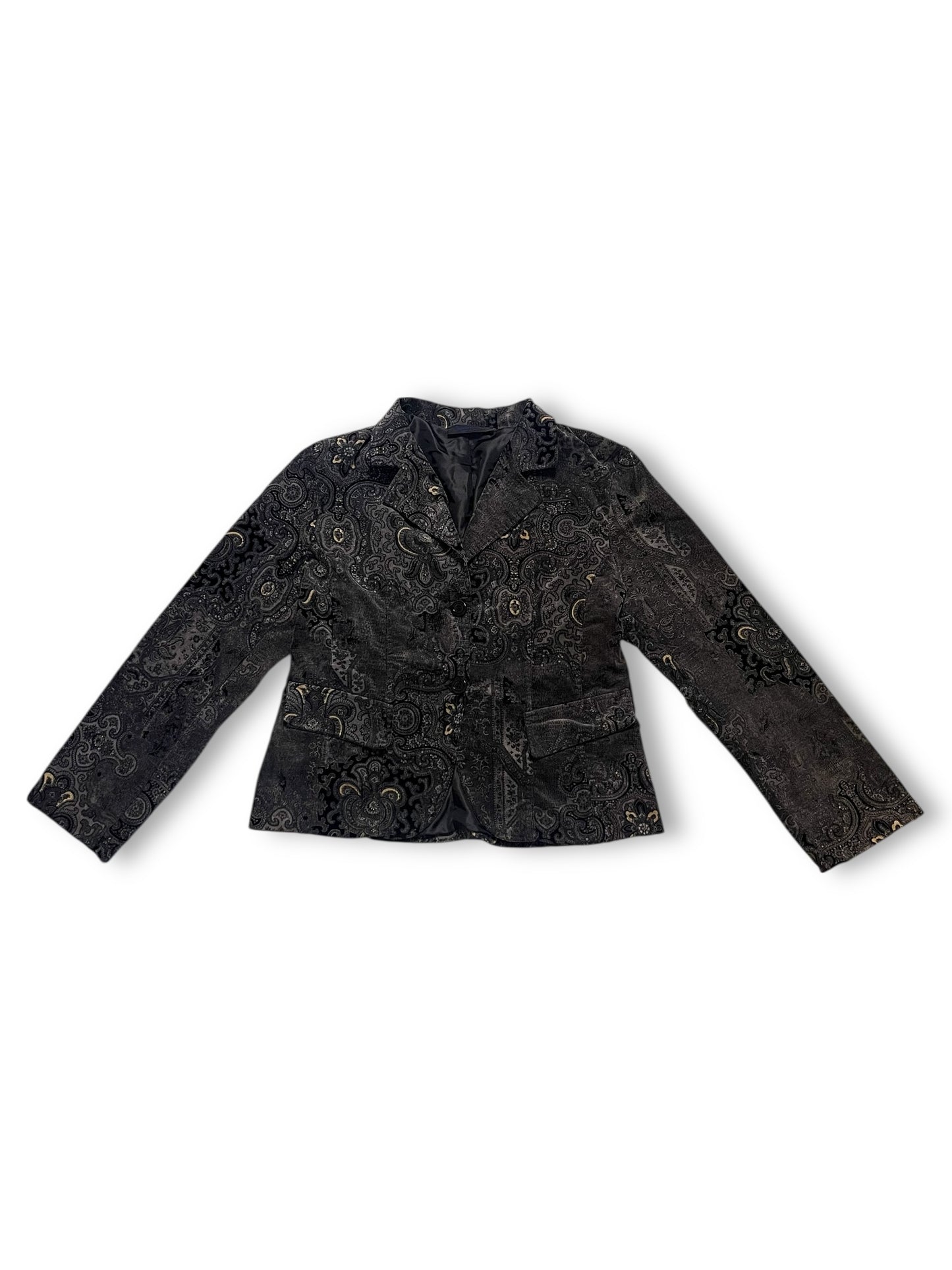 90’s/Y2K Dolcevita Gray Paisley Corduroy Blazer (M)