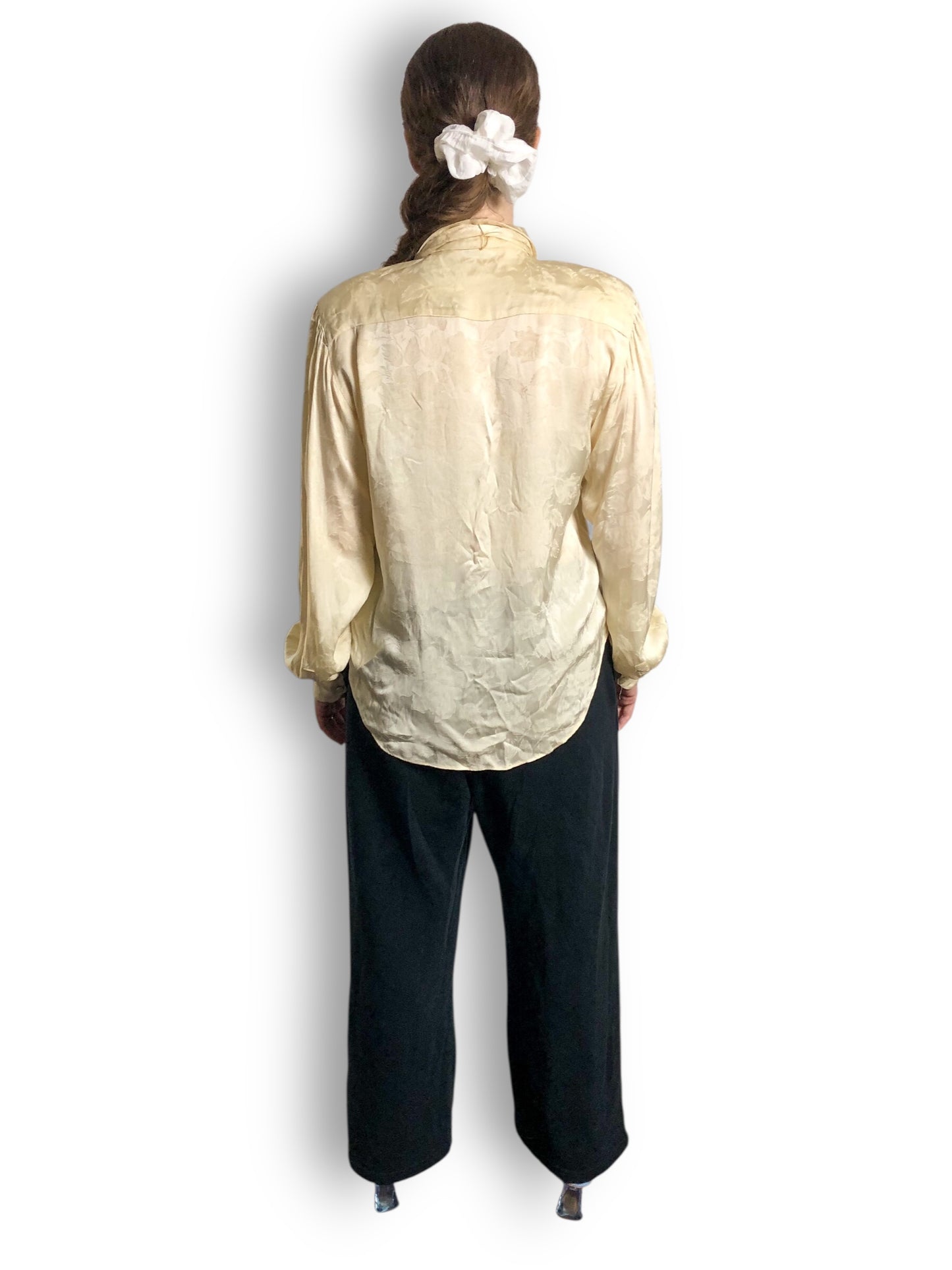 80’s Gloria Sachs Cream Floral Blouse (L)