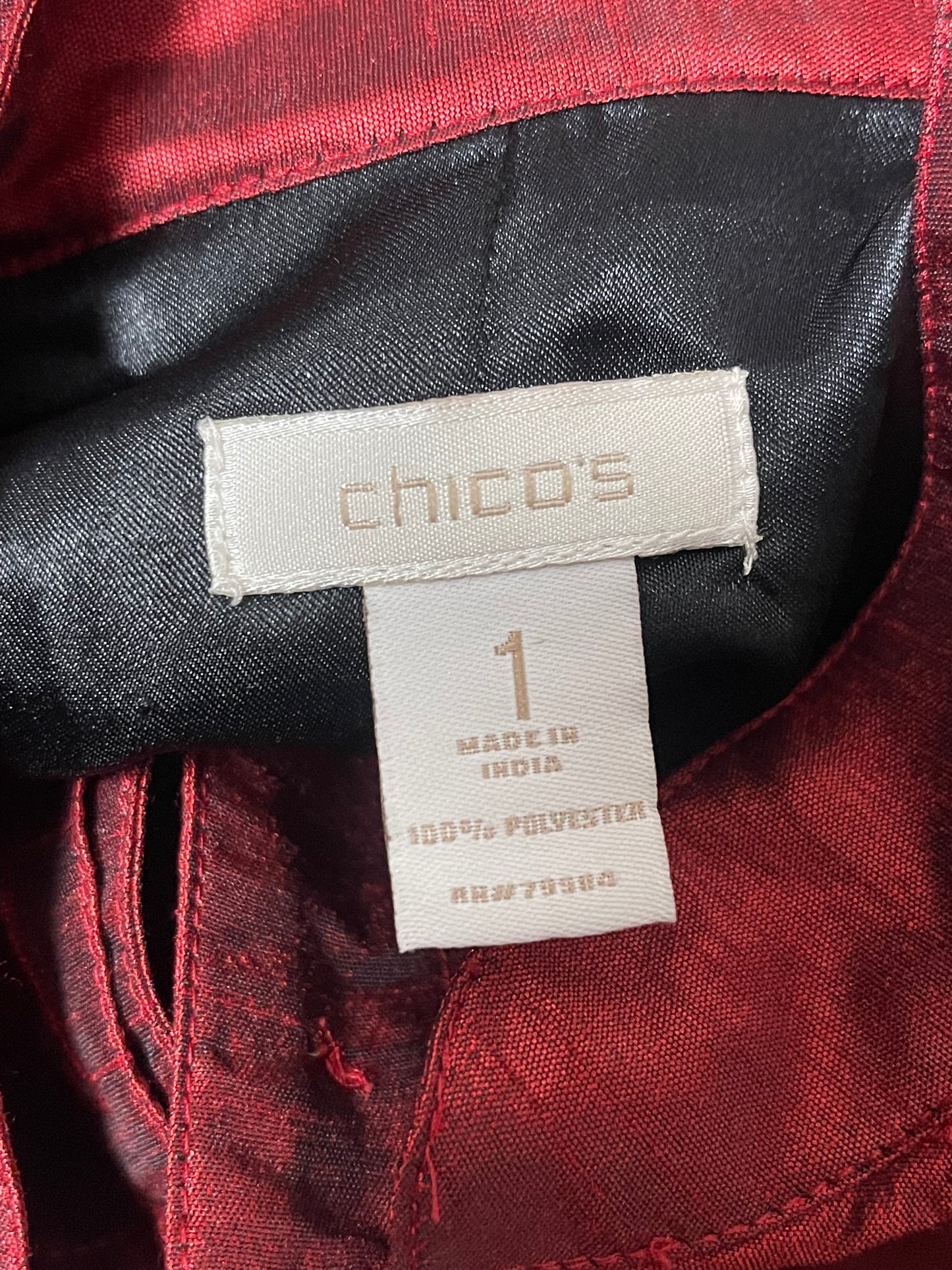 Y2K Chico’s Shiny Ruby Red Blouse (L)