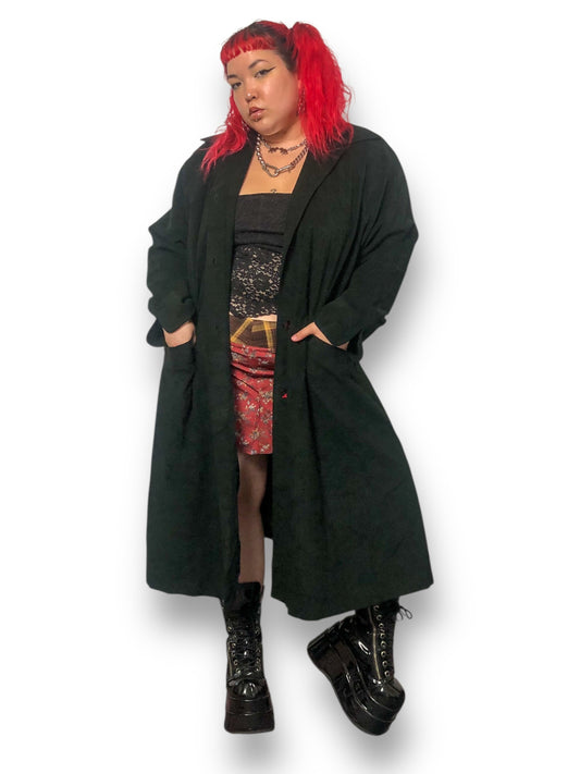 70’s/80’s Samuel Robert by Peter Hatsi Androu Black Trench Coat (2X)