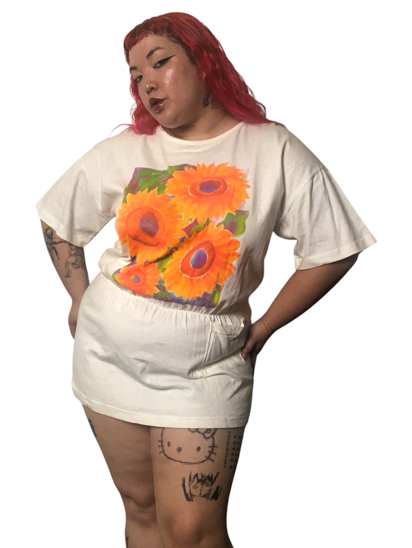 80’s Sun Bound White T-Shirt Mini Dress (M/L/XL)
