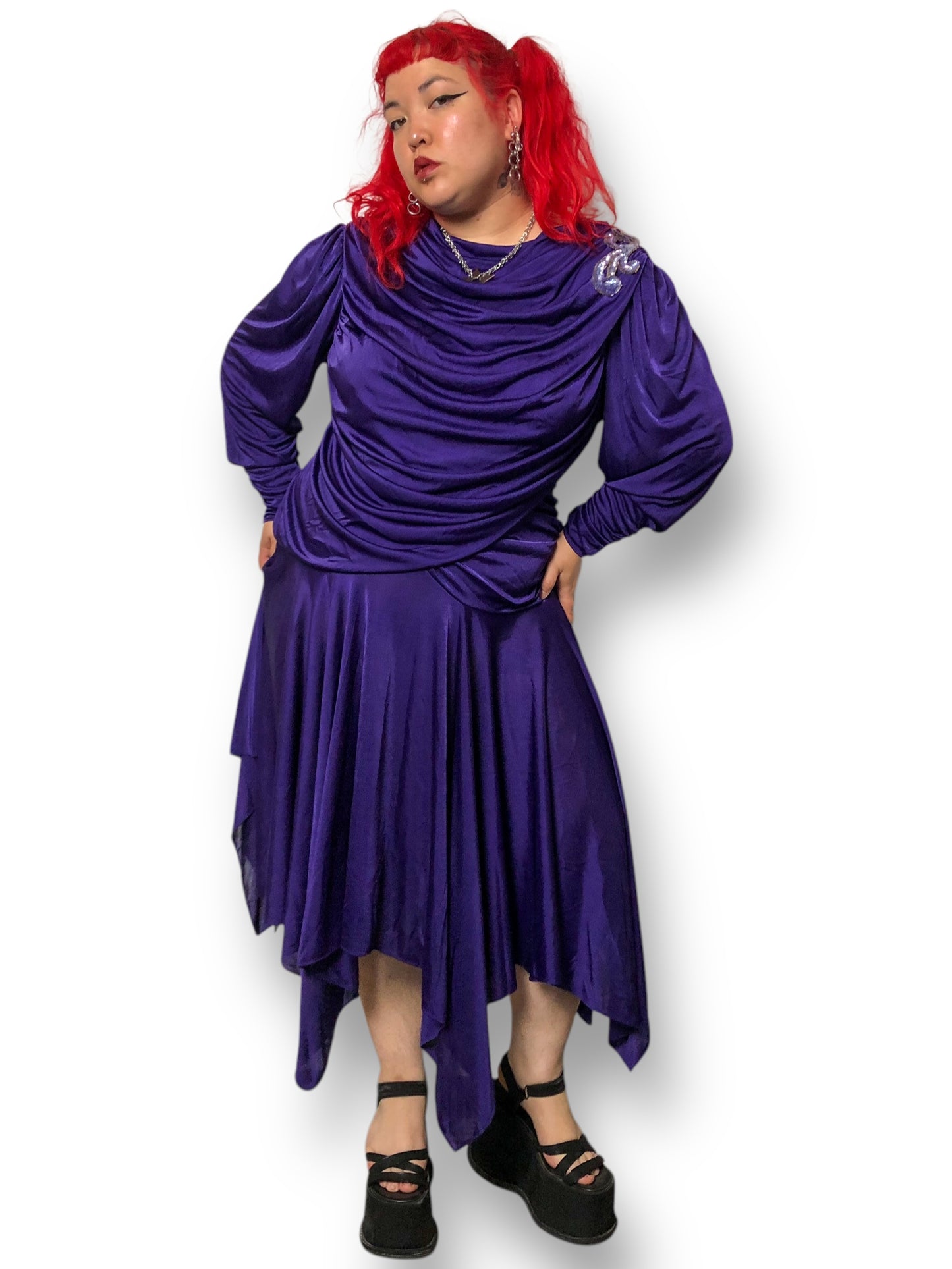 80’s David Rose Purple Retro Cocktail Dress (2X)