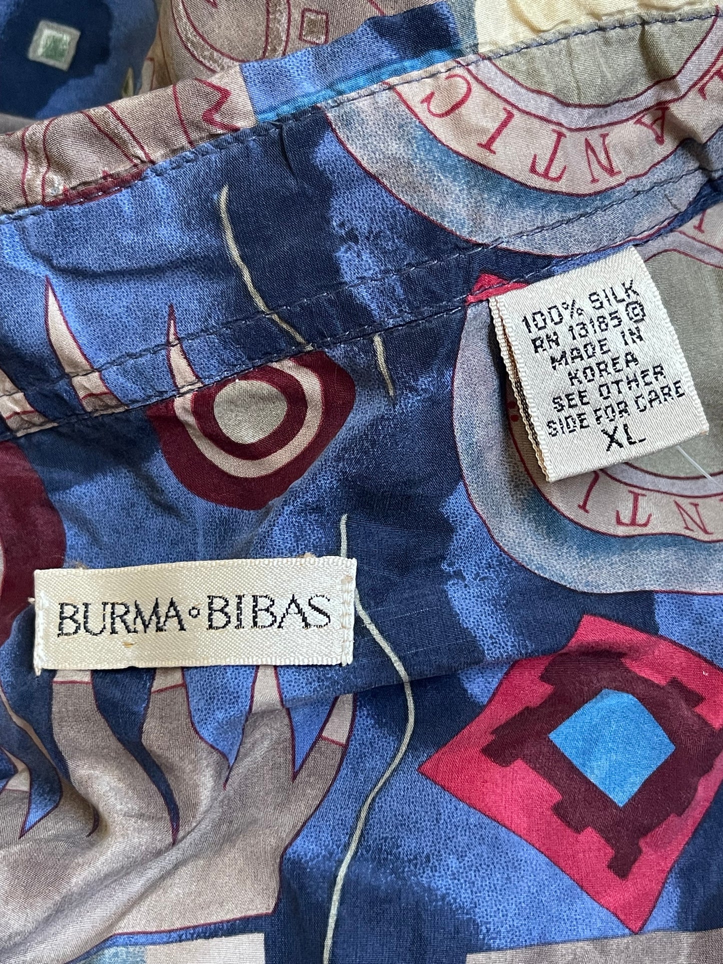 70’s Burma Bibas Blue Graphic Print Shirt (XL/2X)