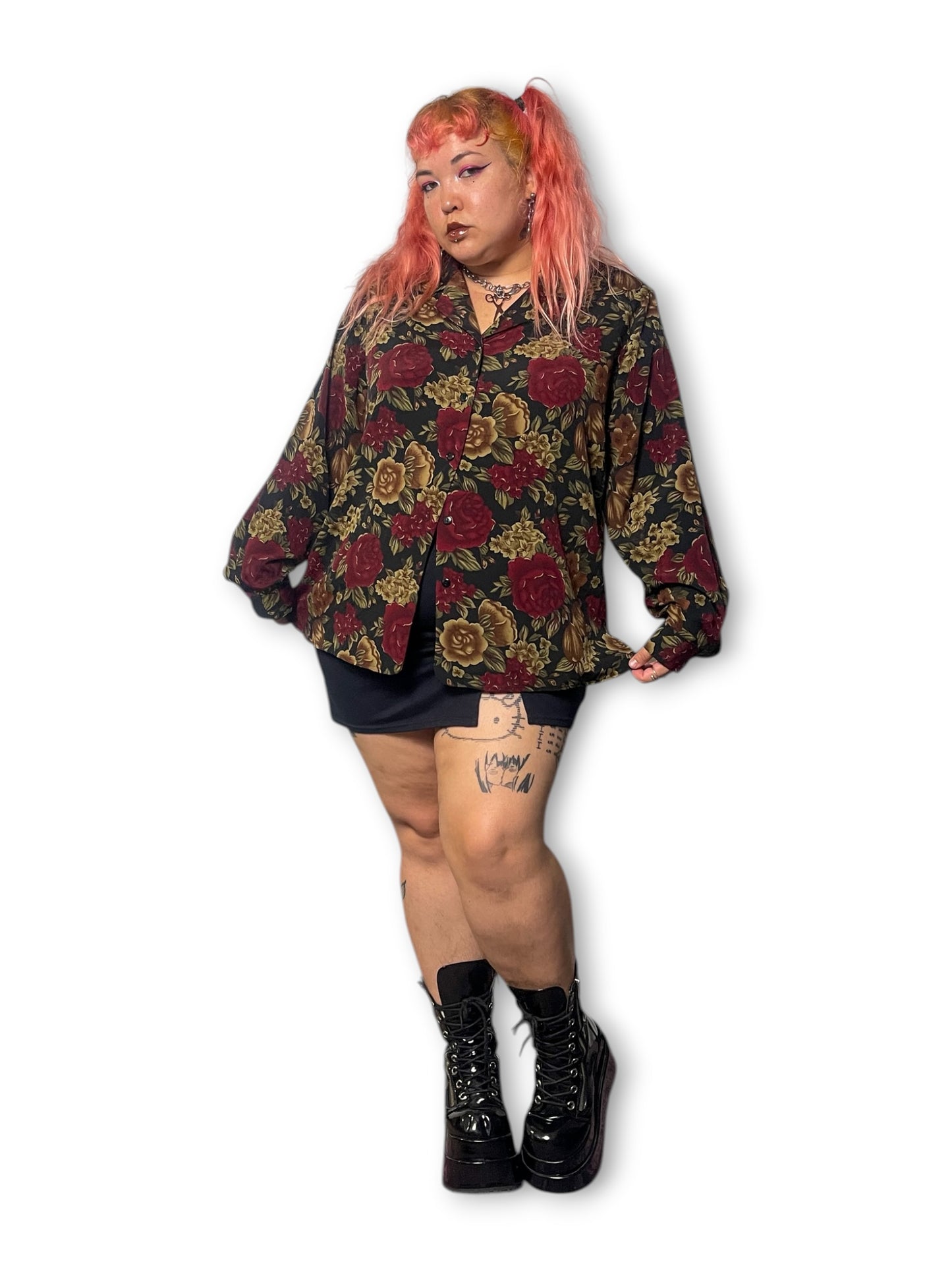 Y2K Dark Romantic Print Blouse (3X)