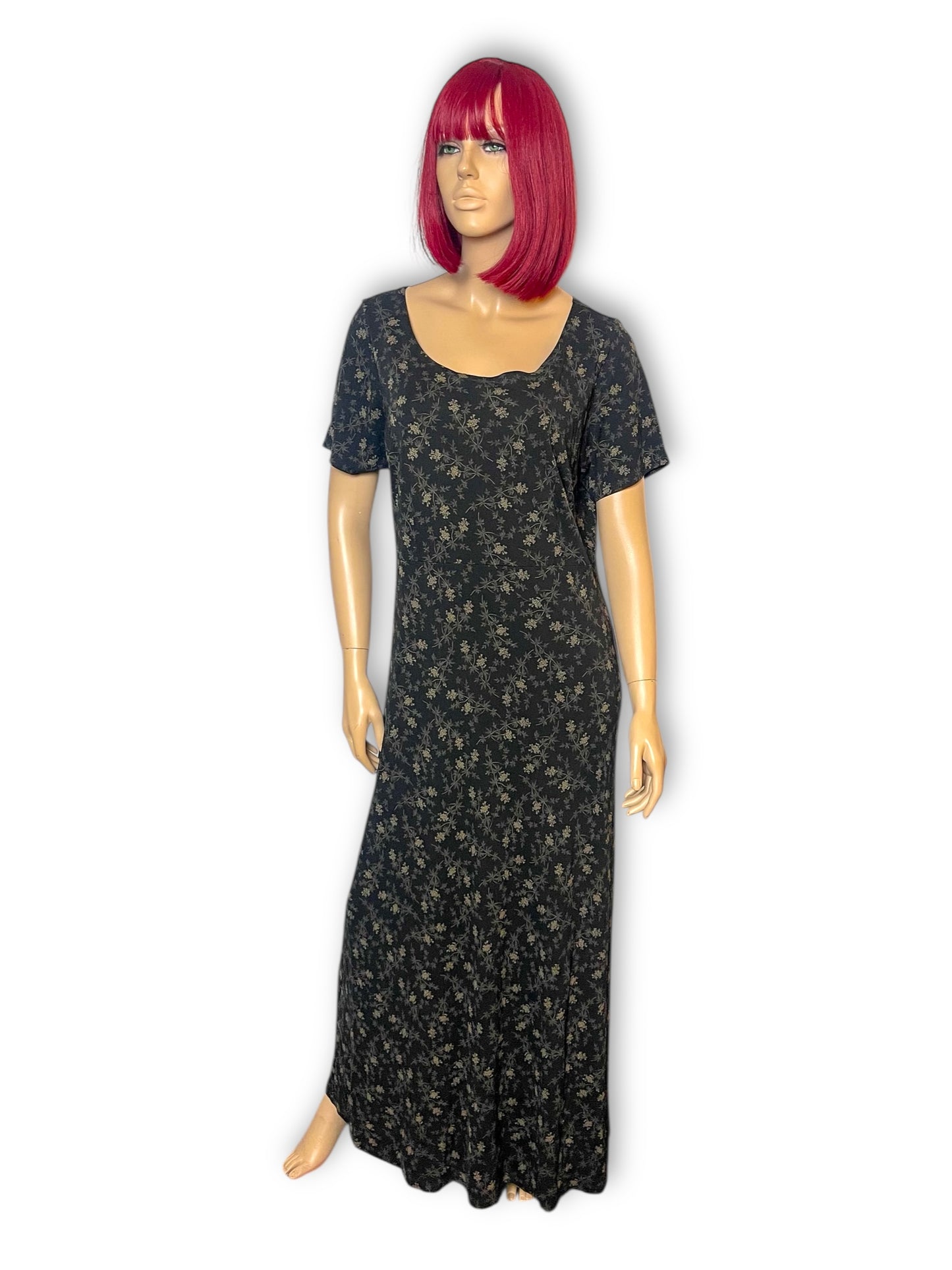 90’s Eddie Bauer Black Floral Maxi Dress (L)