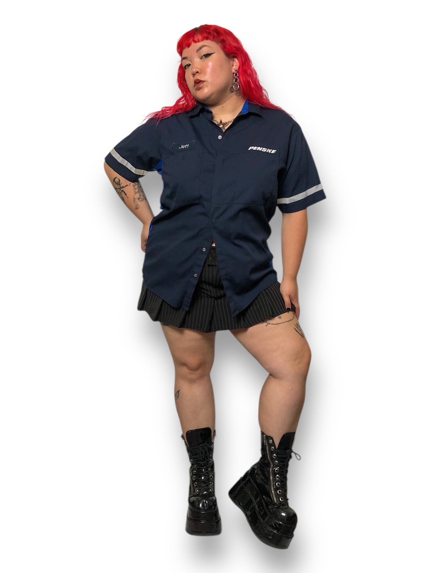 Y2K/Modern Navy Blue Work Shirt (XL/2X)