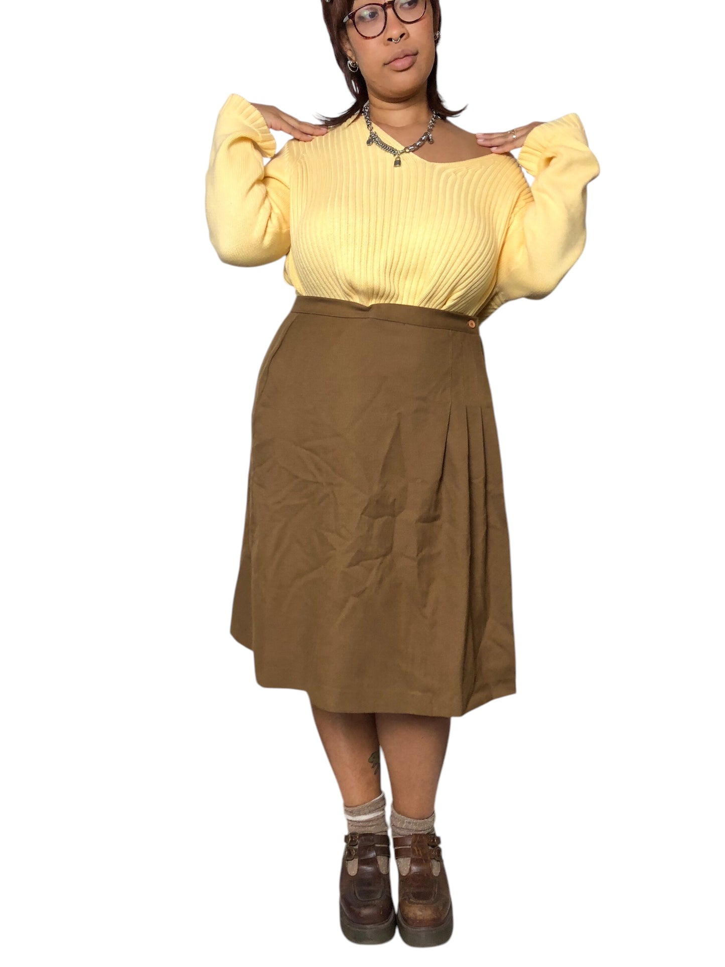 70’s Spiegel Khaki Pleated Skirt (2X)