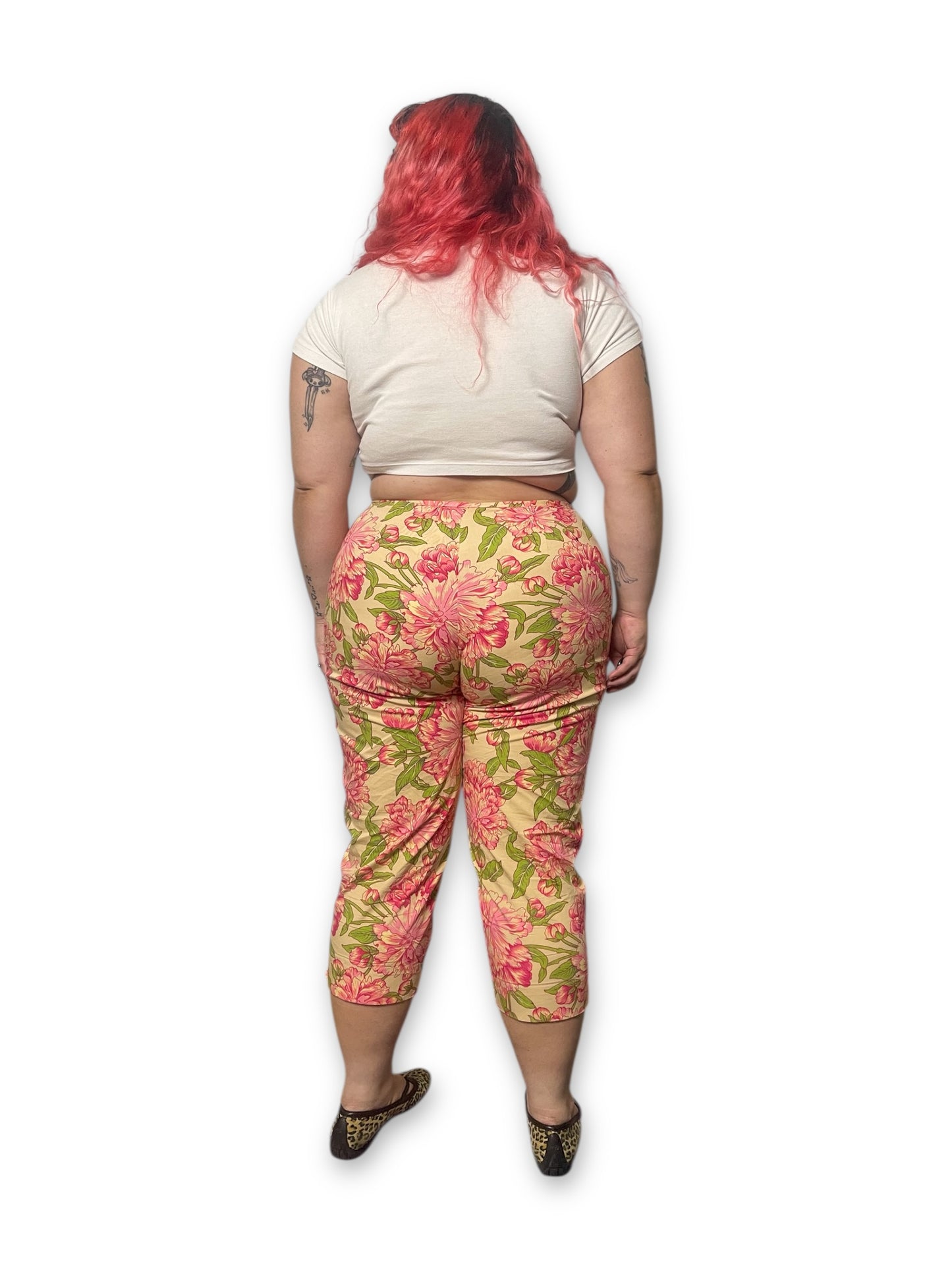 Y2K Floral Print Capri Pants (1X)