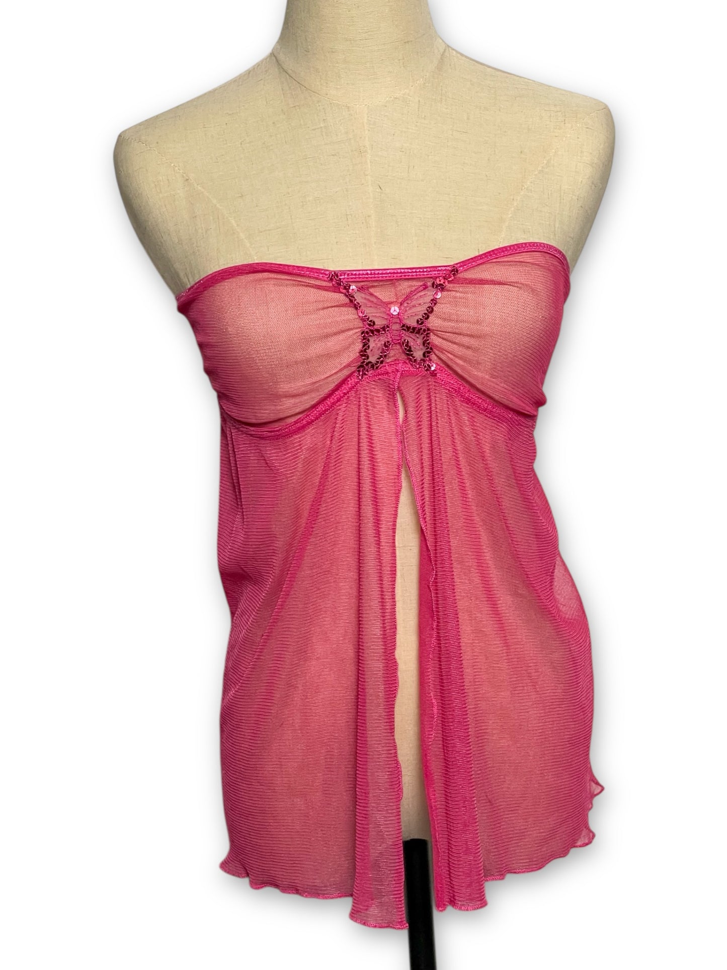 90’s/Y2K Dreamgirl Hot Pink Babydoll Tube Top (XXS/XS/S/M)