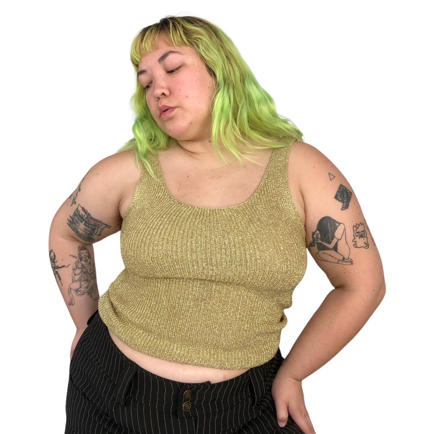 90’s Creazioni Effeci Gold Knit Tank Top (L)