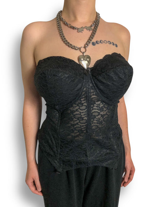 70’s/80’s Goddess Black Lace Bustier Top (36DDD/E)