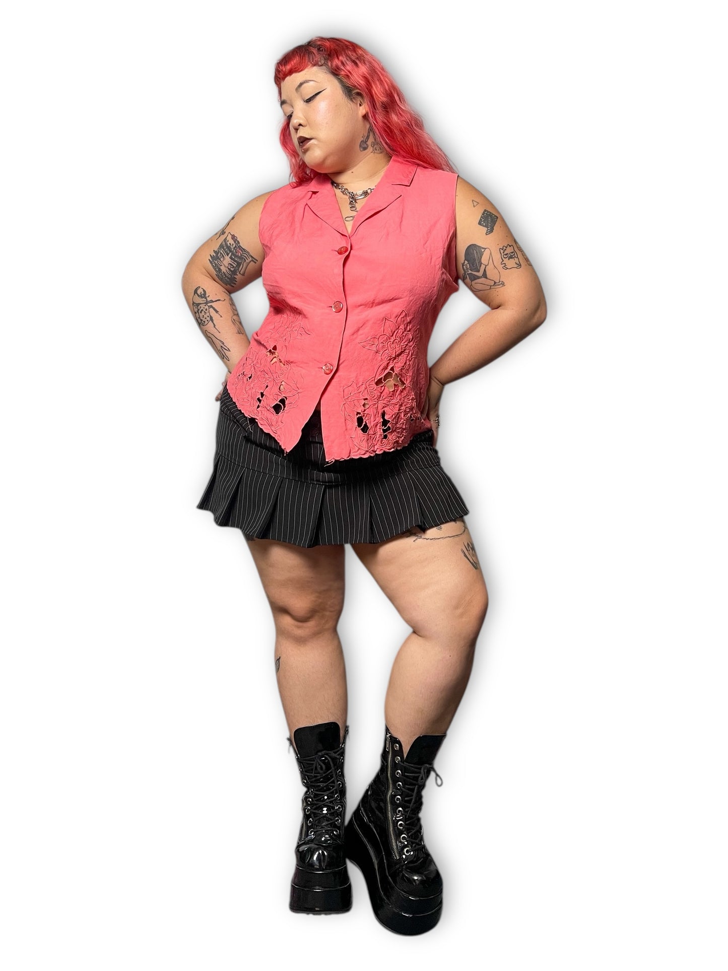 90’s Joy & Peace Salmon Pink Sleeveless Blouse (2X)