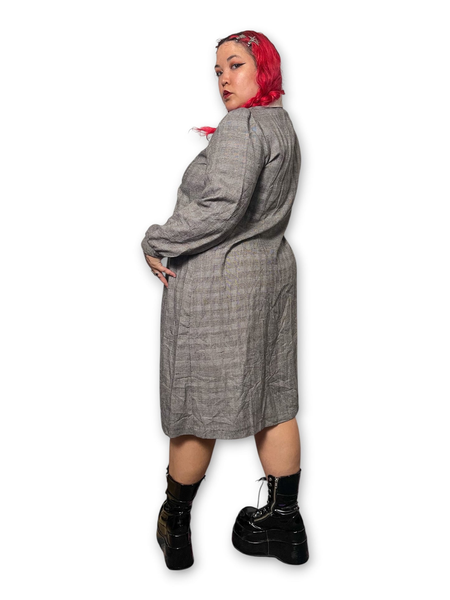 80’s/90’s Retro Plaid Midi Dress (1X/2X)