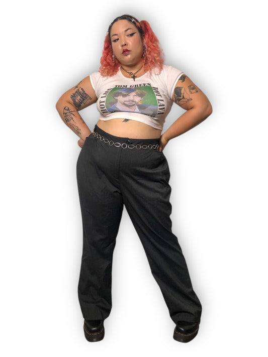 Y2K/Modern Maggie Barnes Gray and Black Pinstripe Slacks (3X)