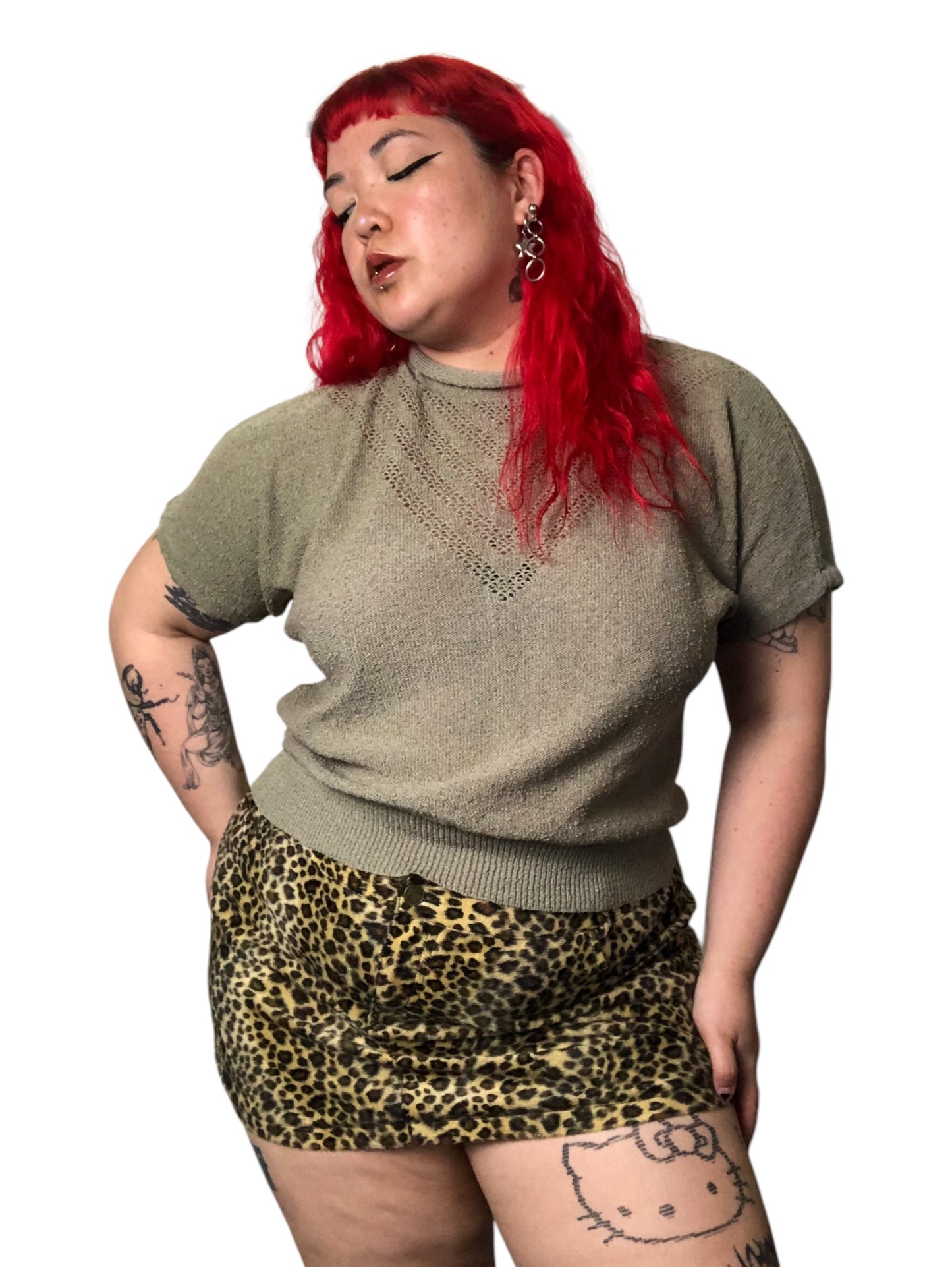 80’s Rejoice! Olive Green Turtleneck Shirt (L/XL/2X)