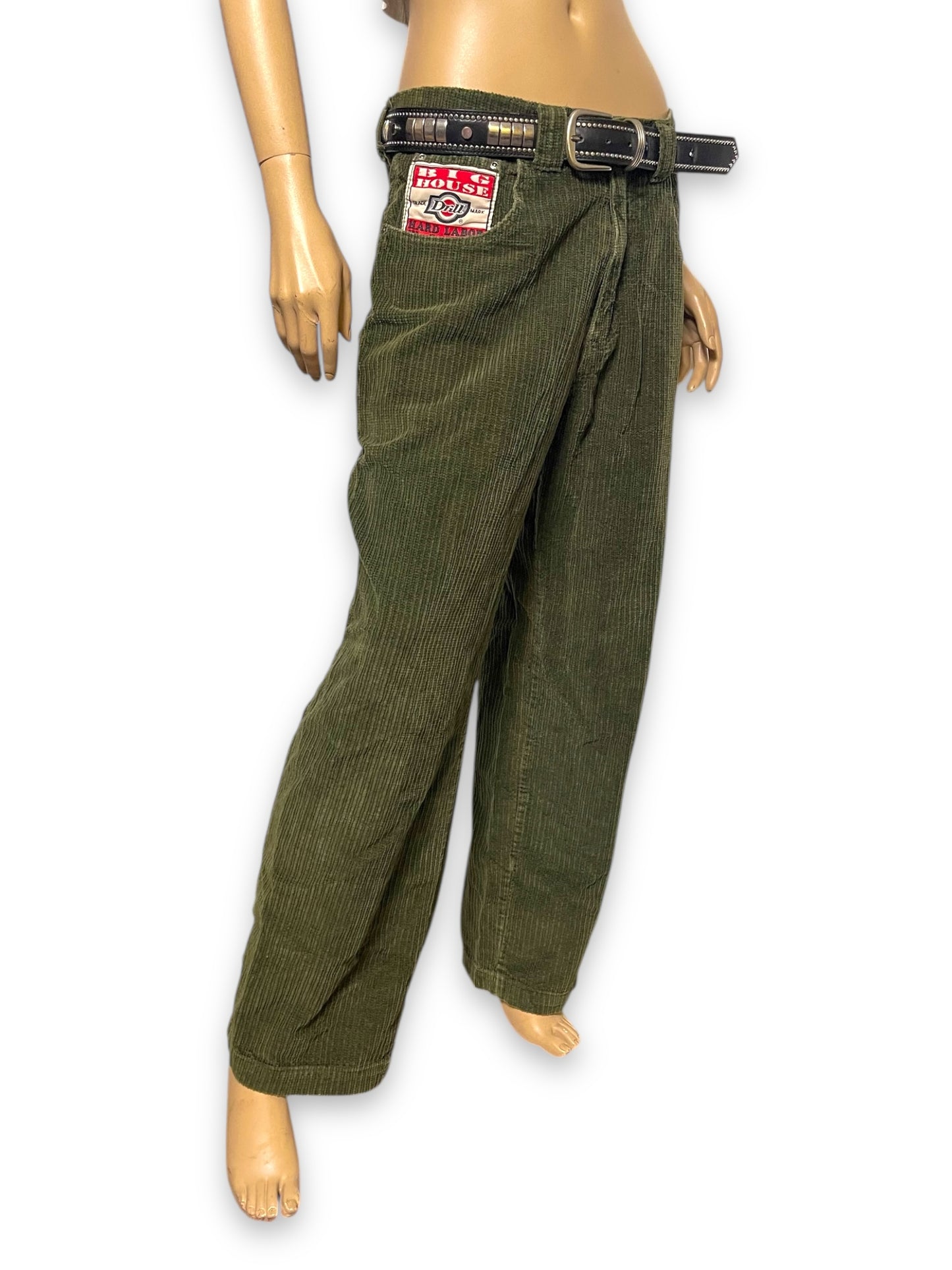 80’s/90’s Big House Drill Olive Green Corduroy Work Pants (L)