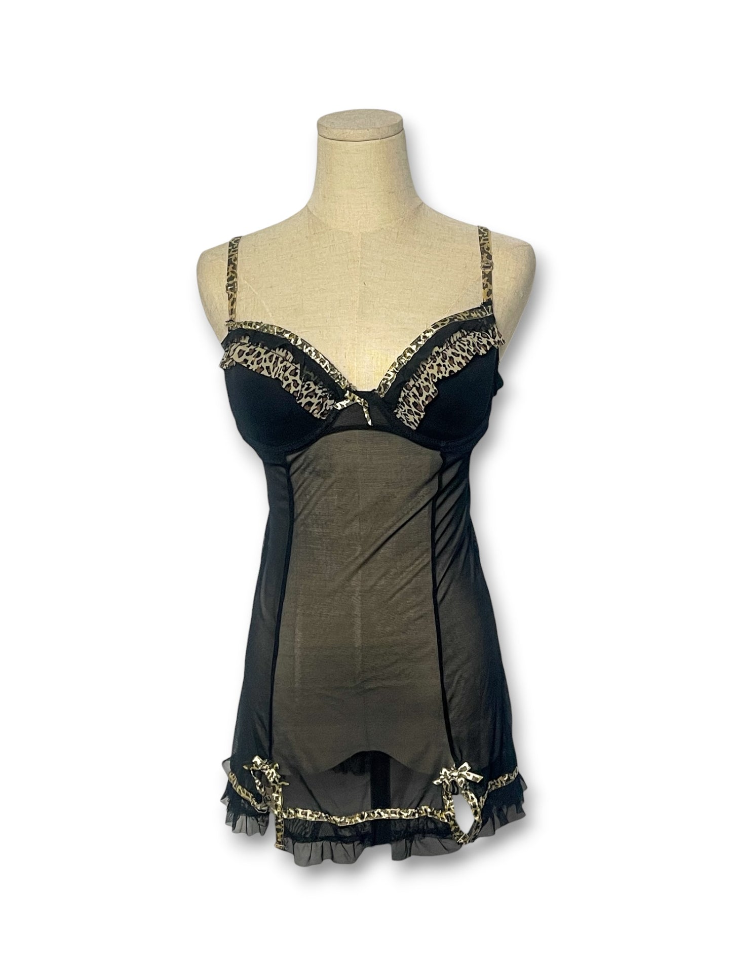 Y2K Black Leopard Chemise (L)