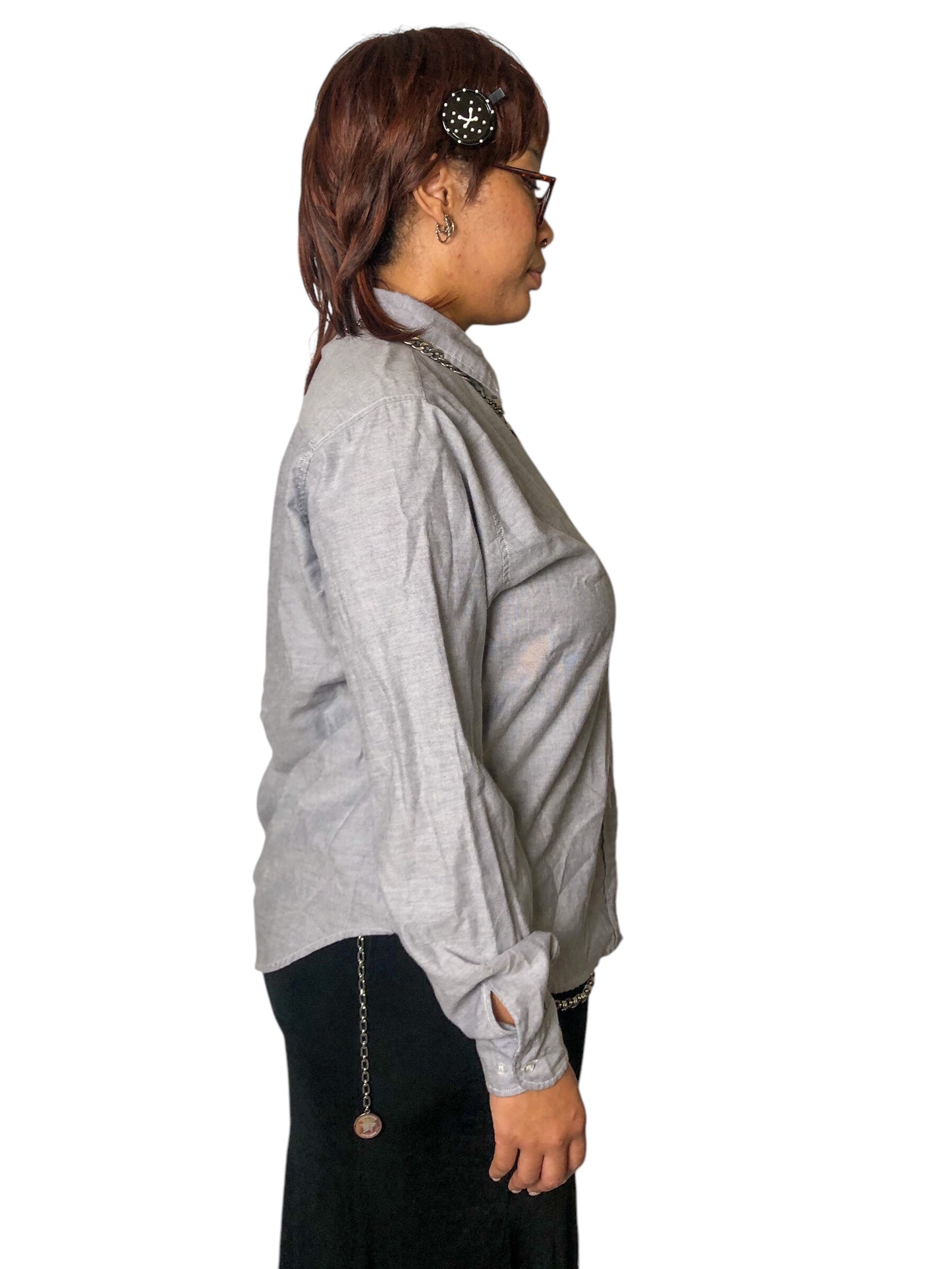 90’s/Y2K The Tall Collection Gray Button Down Shirt (2X)