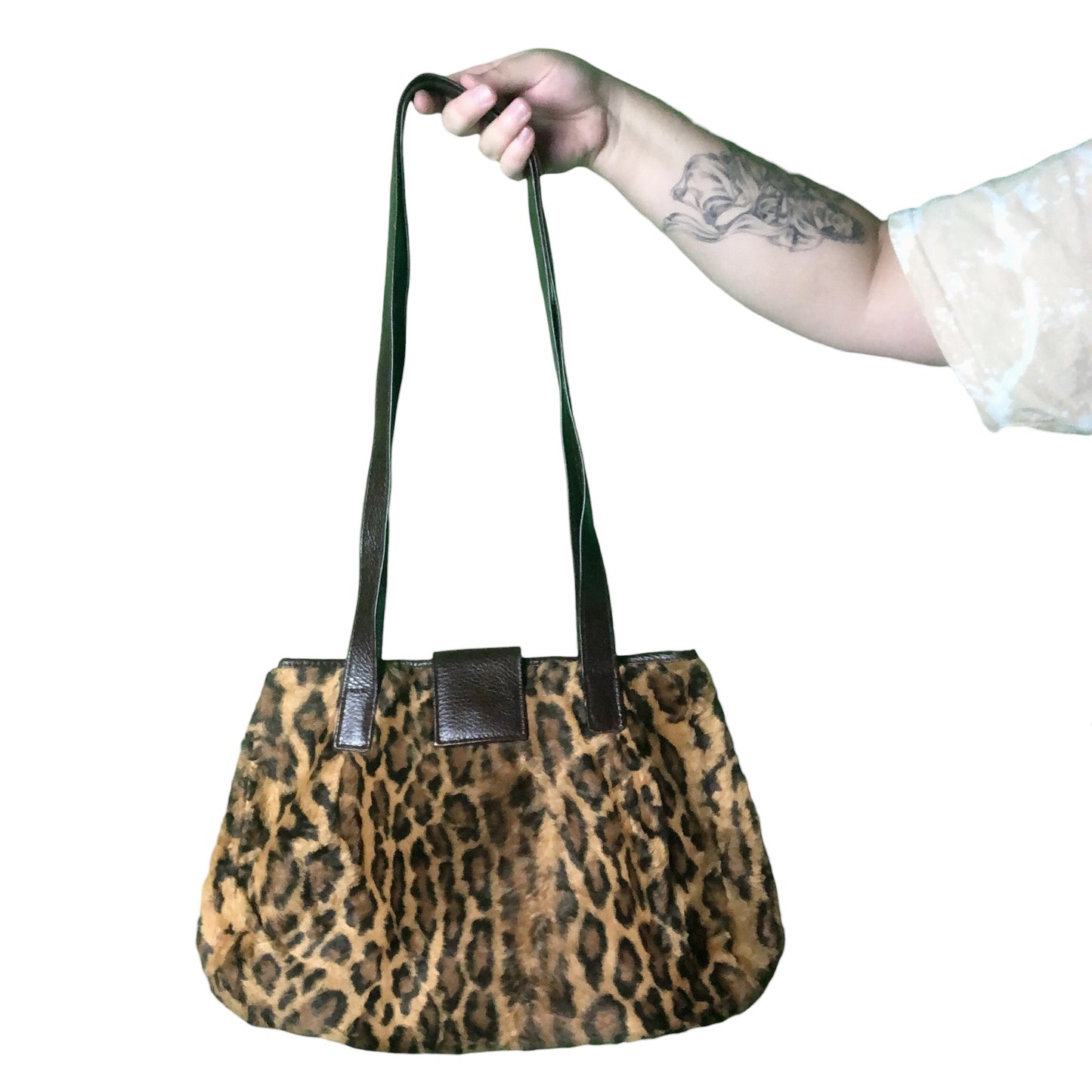 90’s Faux Fur Leopard Shoulder Bag