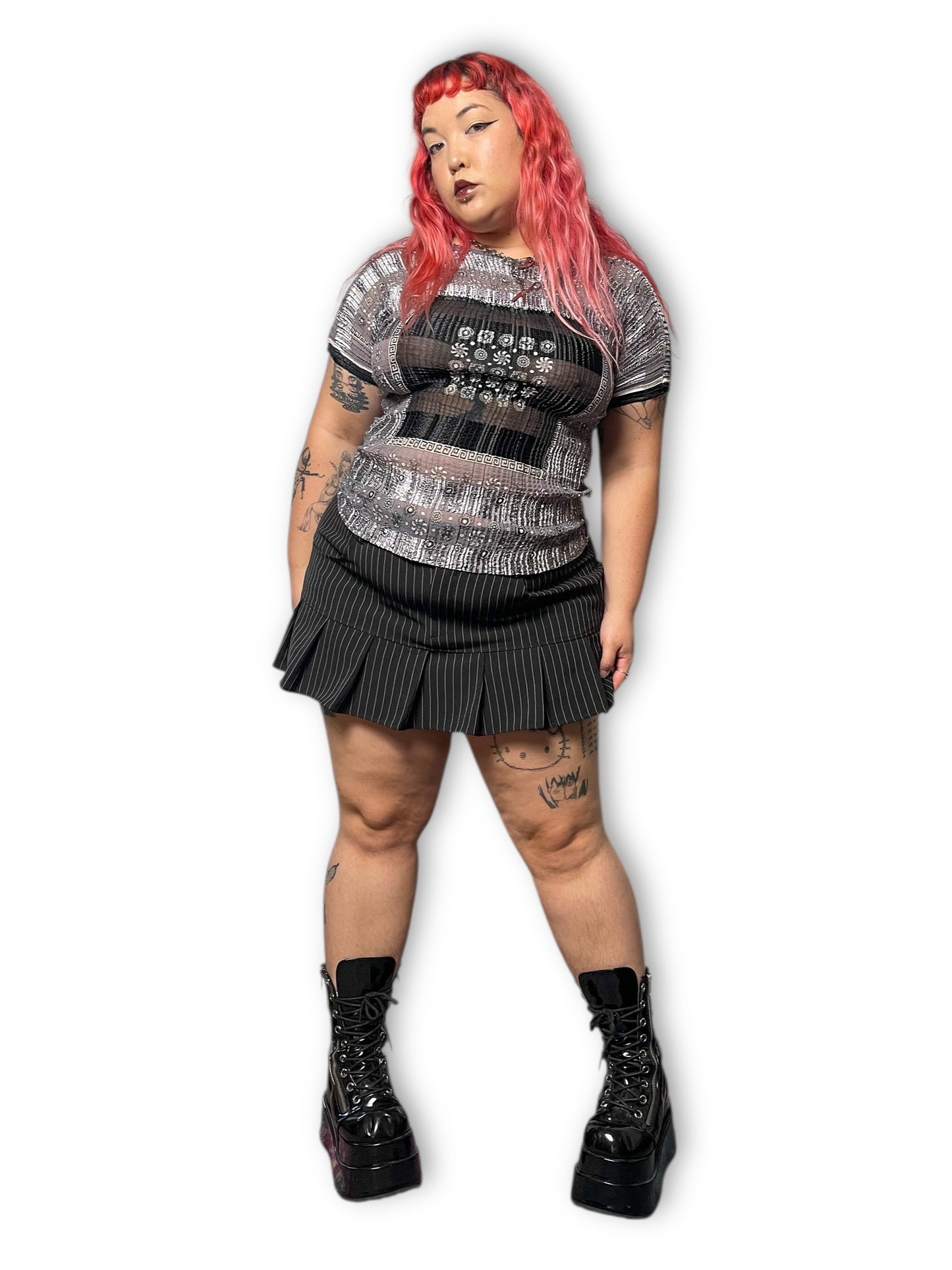 90’s Batier Gray Print Pleated Shirt (S/M/L/XL)