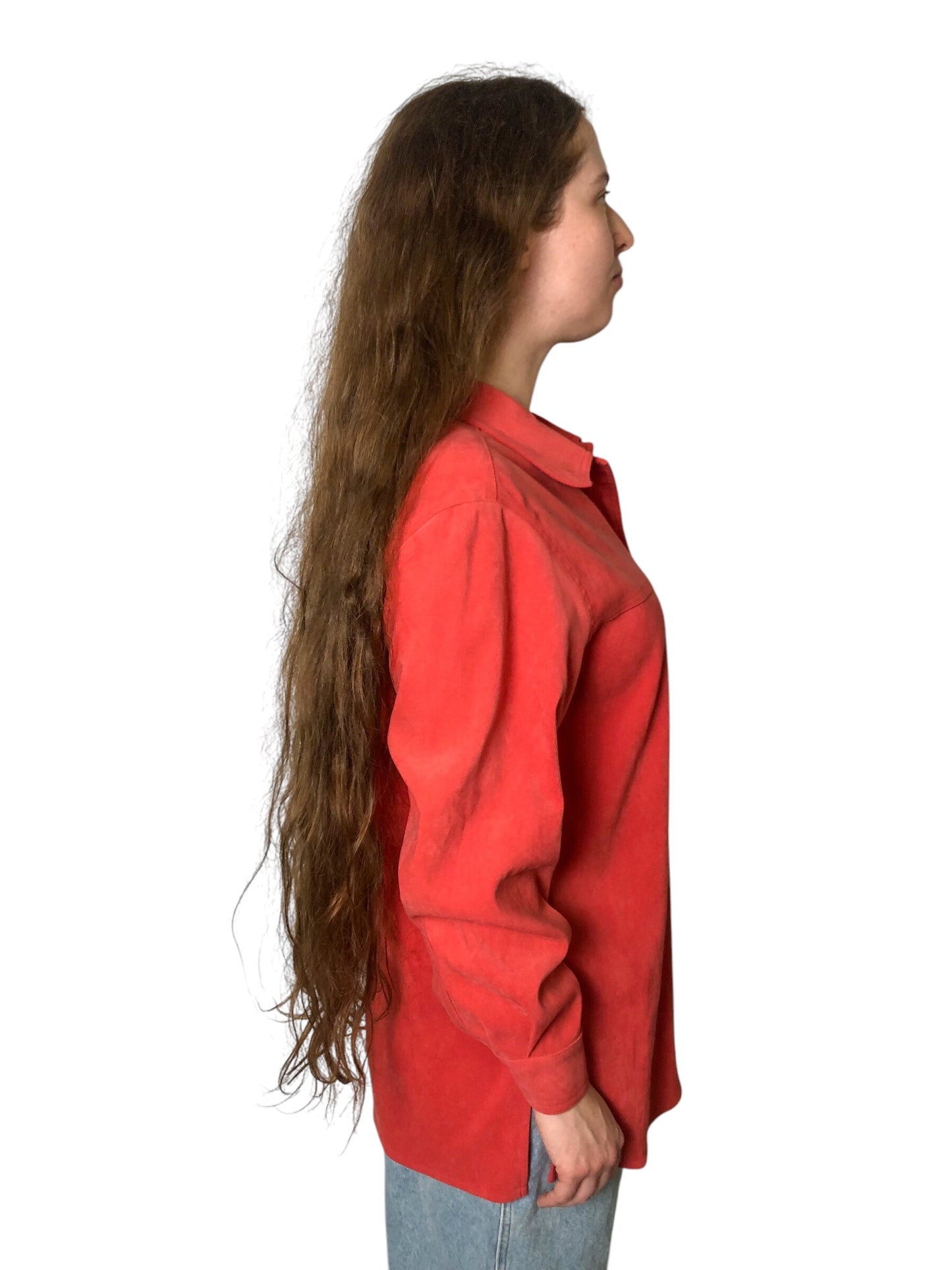 90’s Charter Club Blush Red Faux Suede Shirt (M/L)