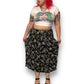 Y2K Sag Harbor Black Floral Print Midi Skirt (2X)