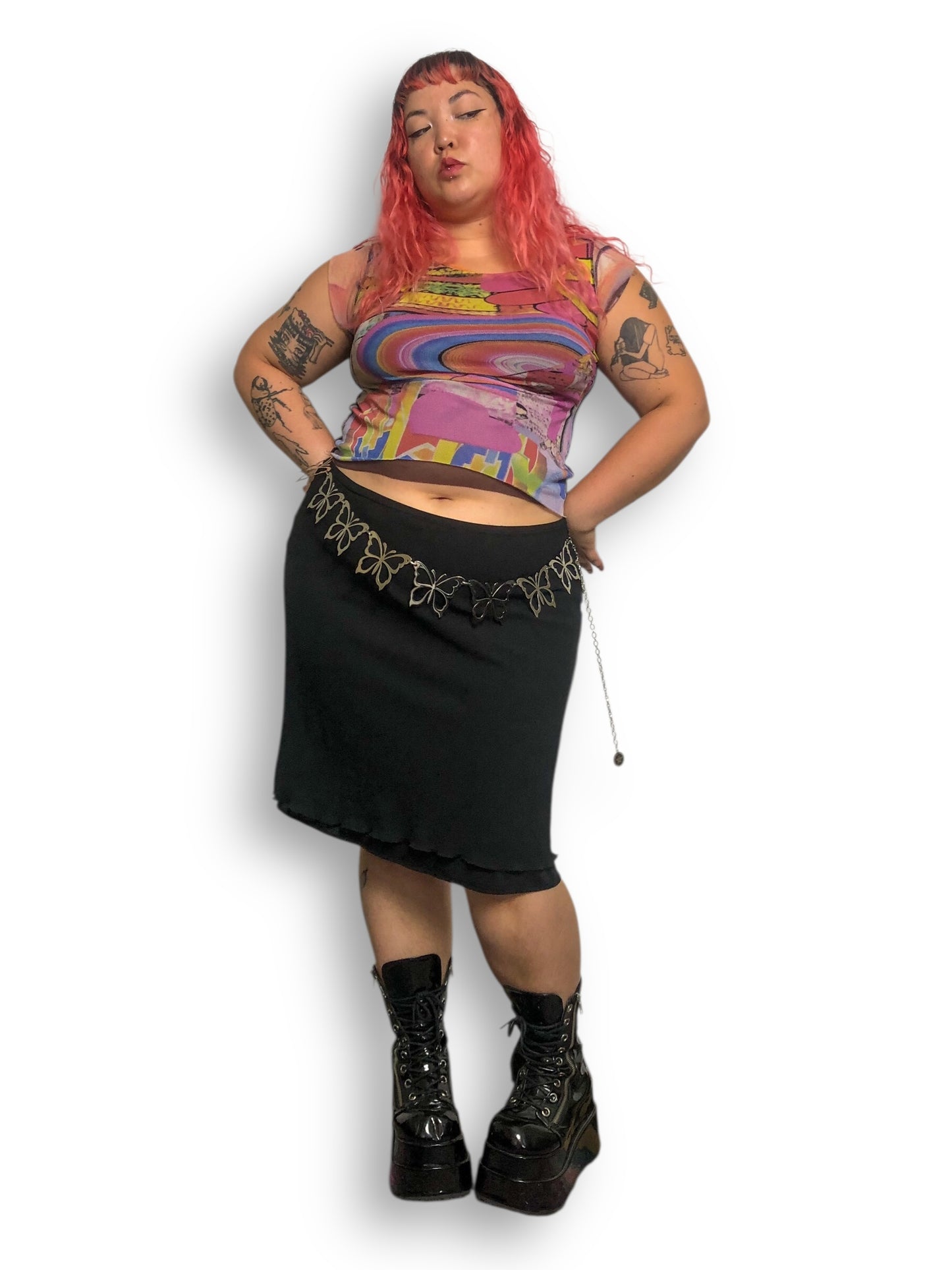 90’s Robbie Bee Black Mesh Layered Skirt (3X)