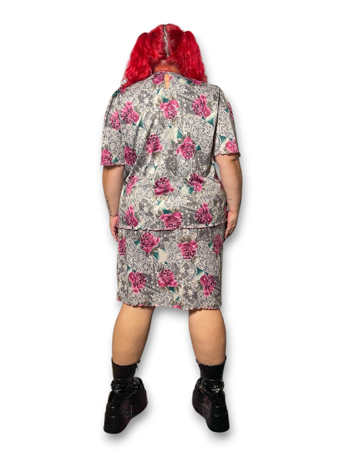 80’s Retro Floral Layered Dress (1X/2X)