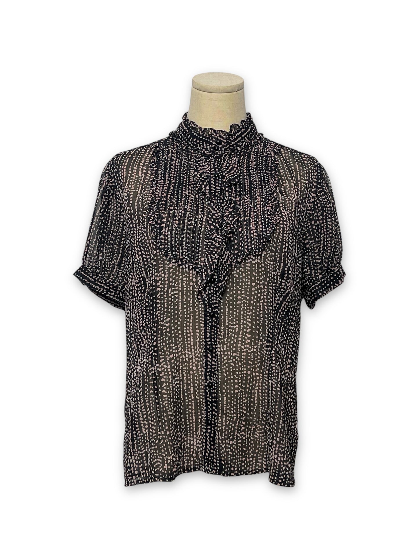 Y2K Polka Dot Sheer Blouse (XL)