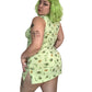 90’s Basic Editions Highlighter Green Floral Print Mini Dress (L)