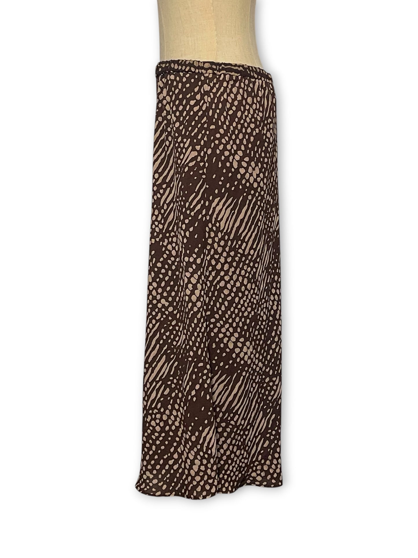 90’s/Y2K Brown Patterned Midi Skirt (L/XL)