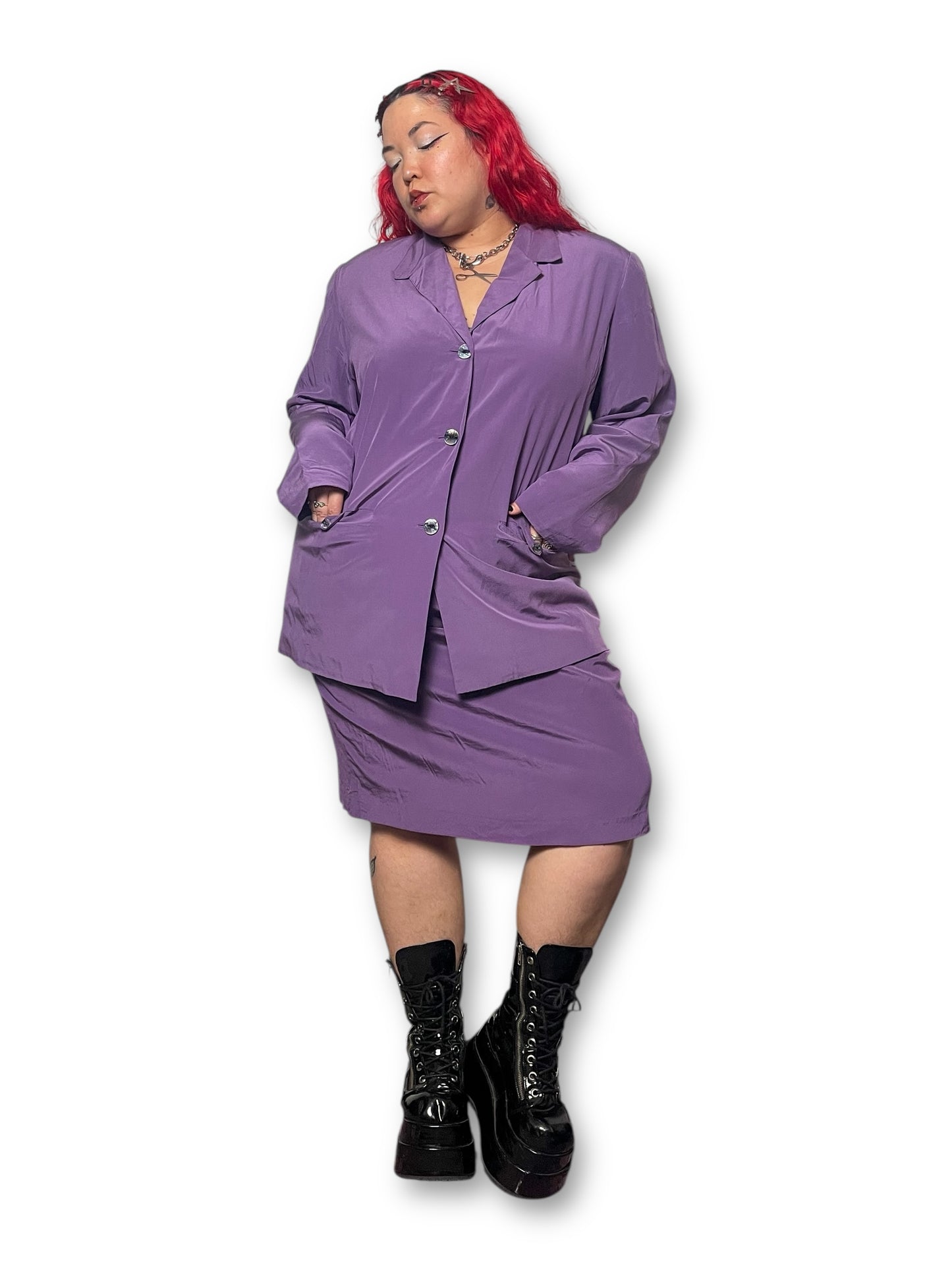 90’s August Max Woman Silk Skirt Suit (3X)