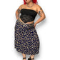 70’s/80’s Navy Blue Patterned Pleated Skirt (2X/3X)