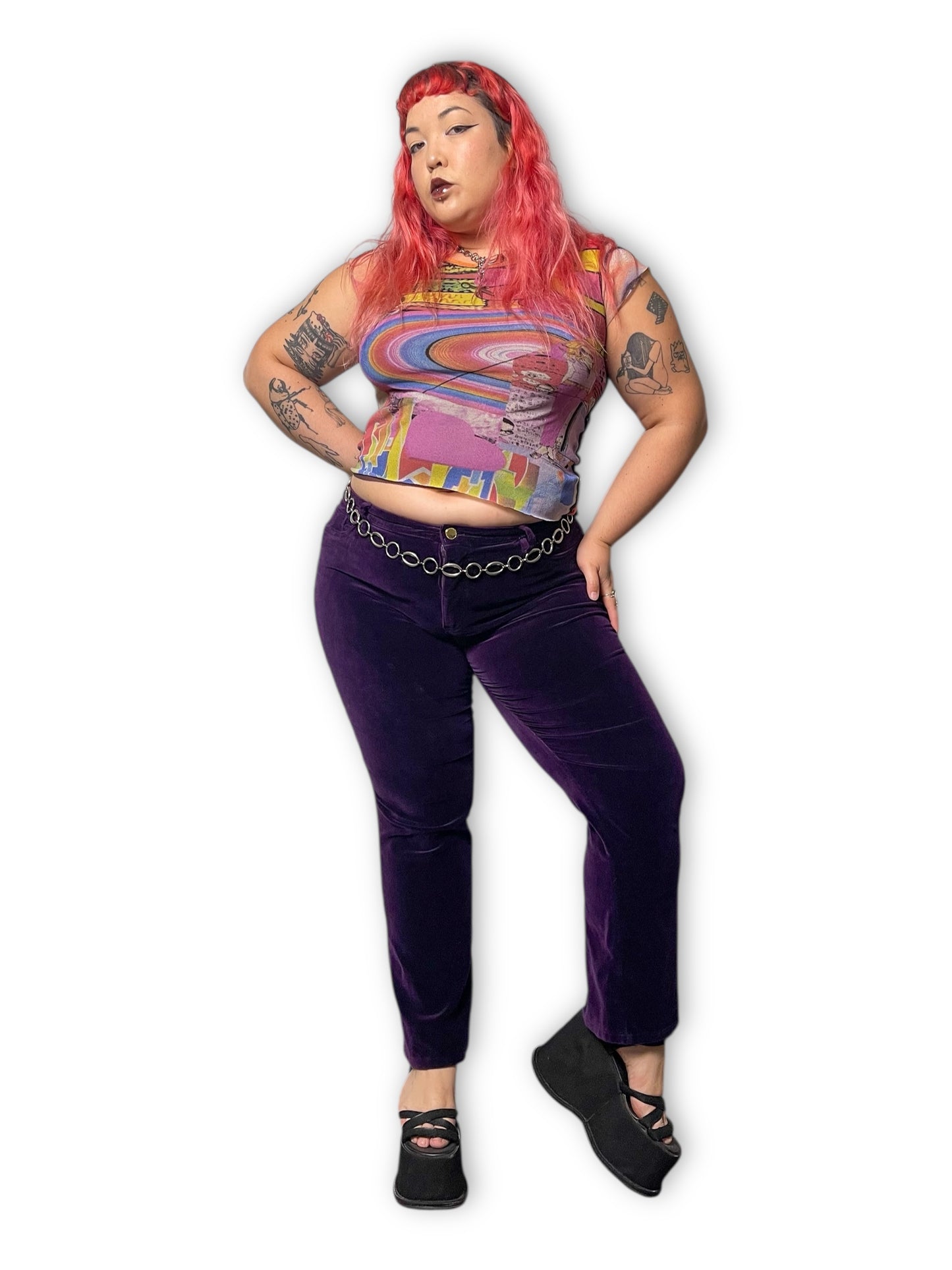 Y2K Ralph Lauren Purple Velvet Pants (XL)