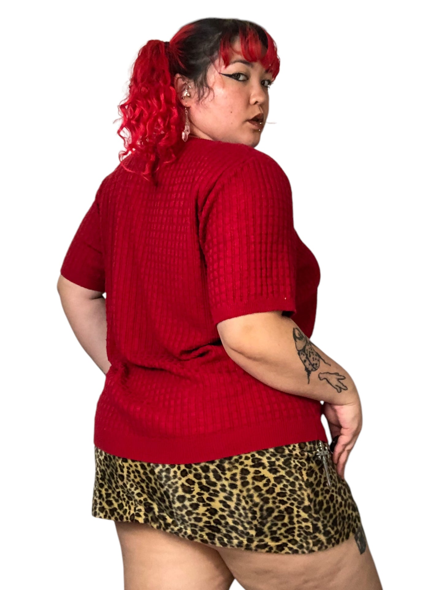 Y2K Alfred Dunner Red Knit Shirt (2X)