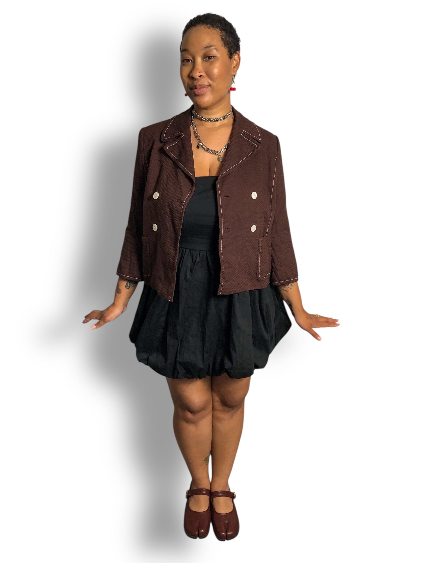 90’s Anne Klein Brown Cropped Blazer (L/XL)