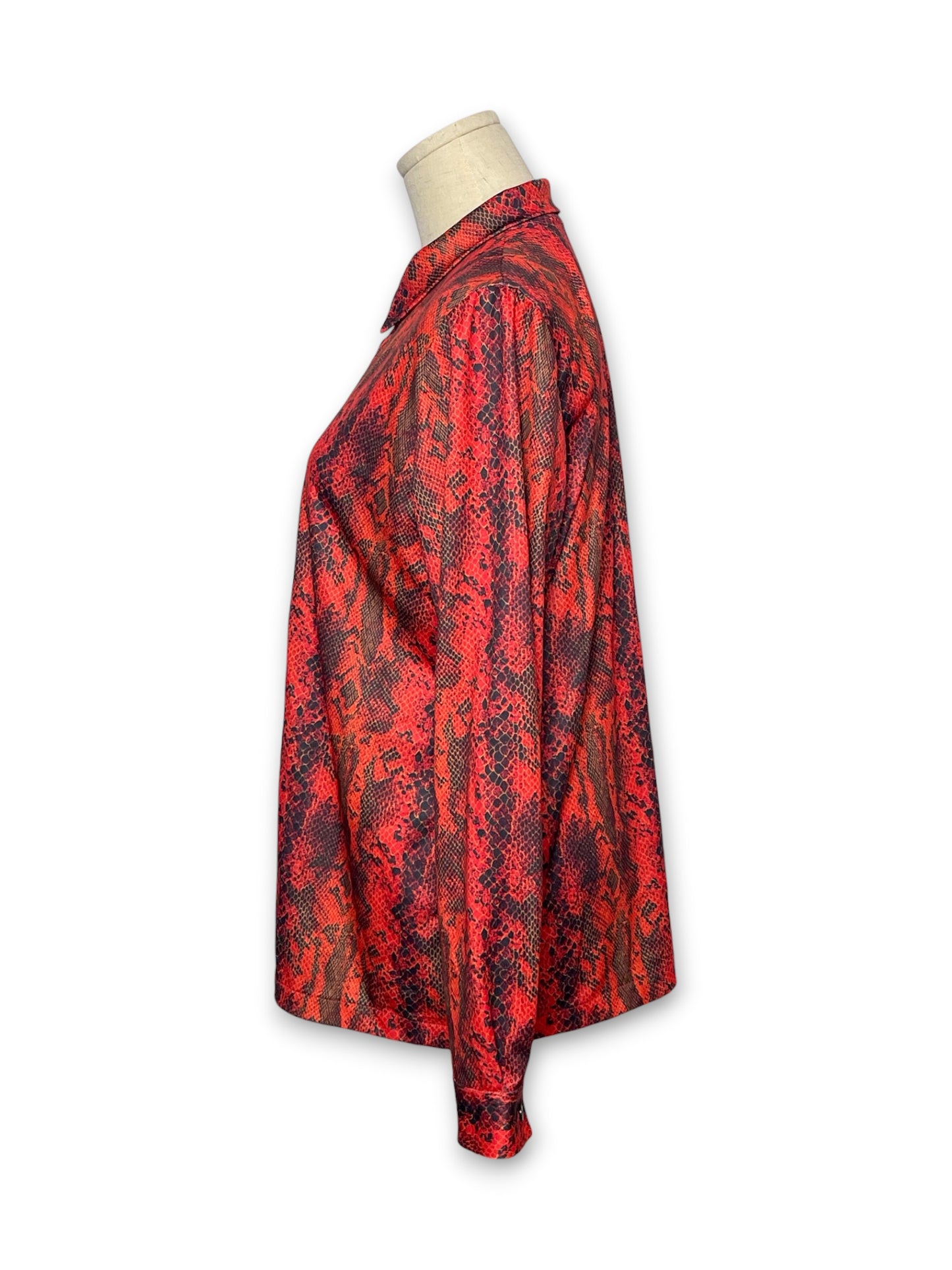 90’s Red Snake Print Button Down Shirt (L/XL)
