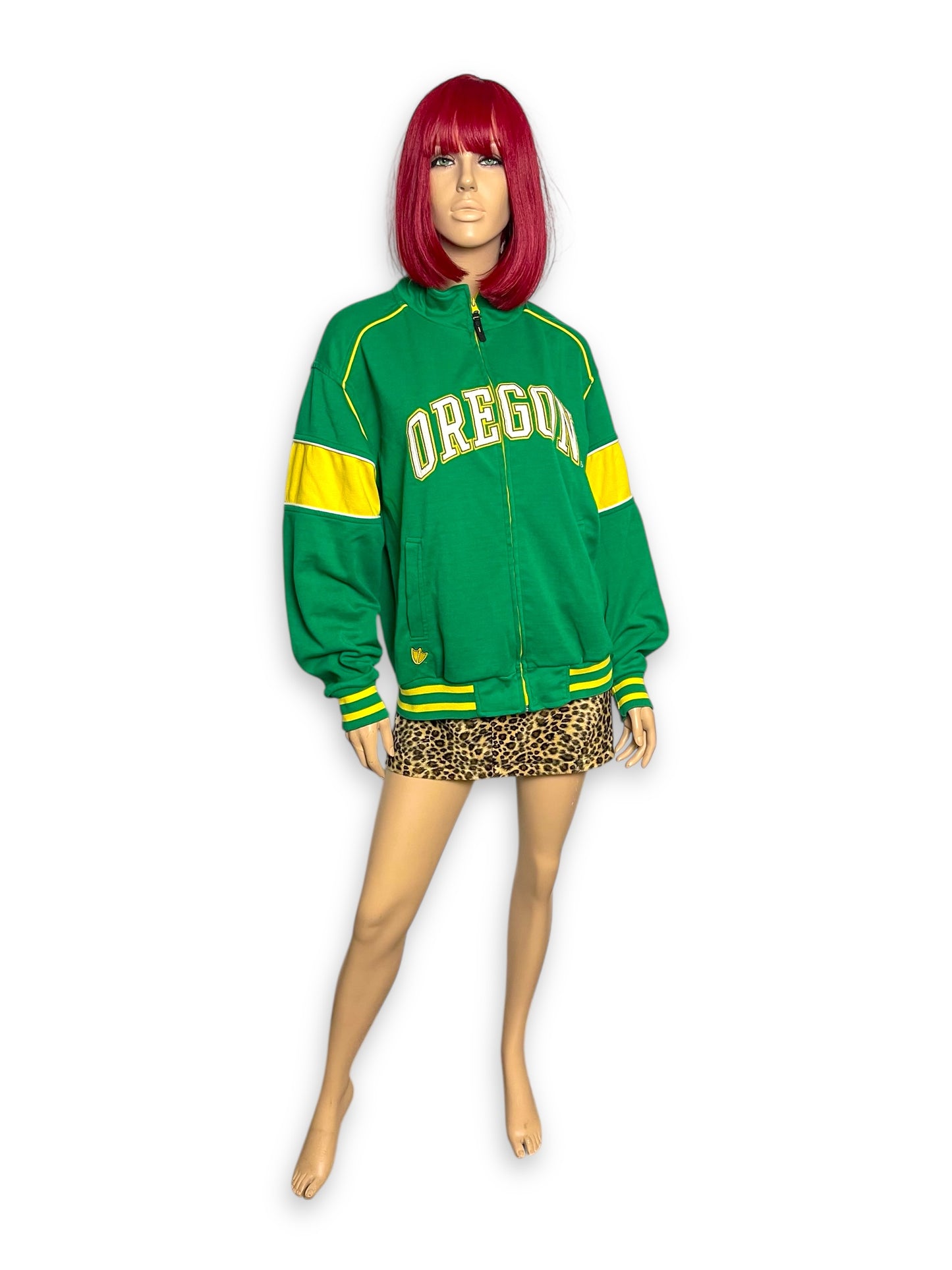 90’s/Y2K Oregon Ducks Green Zip-Up Jacket (L)