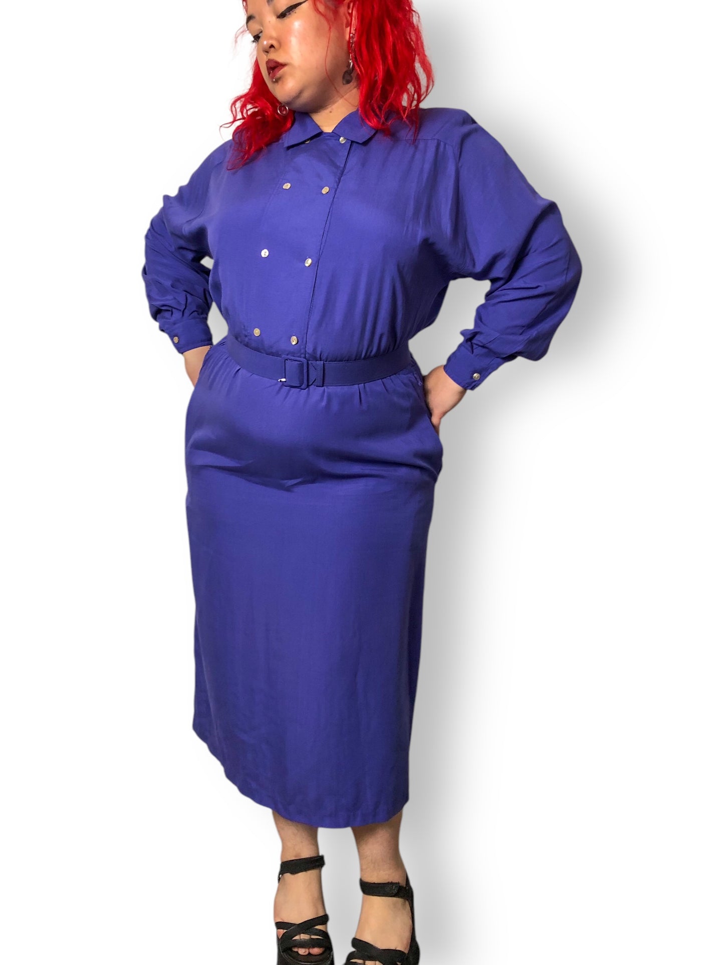 90’s Andrew Harvey Purple Retro Shirt Dress (2X)