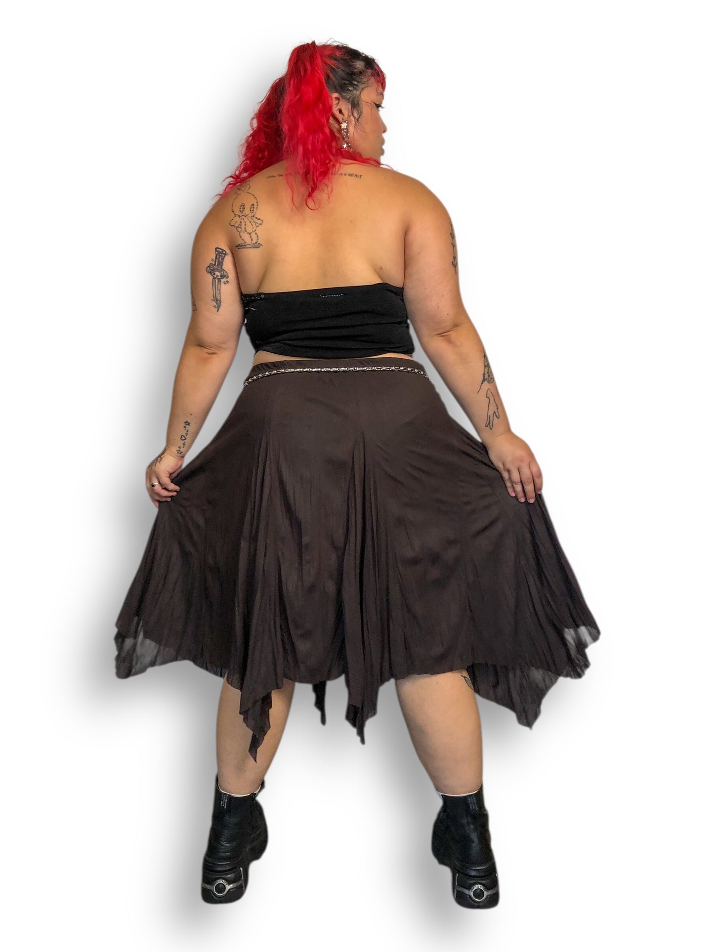 90’s/Y2K Maurices Brown Handkerchief Skirt (2X/3X/4X)