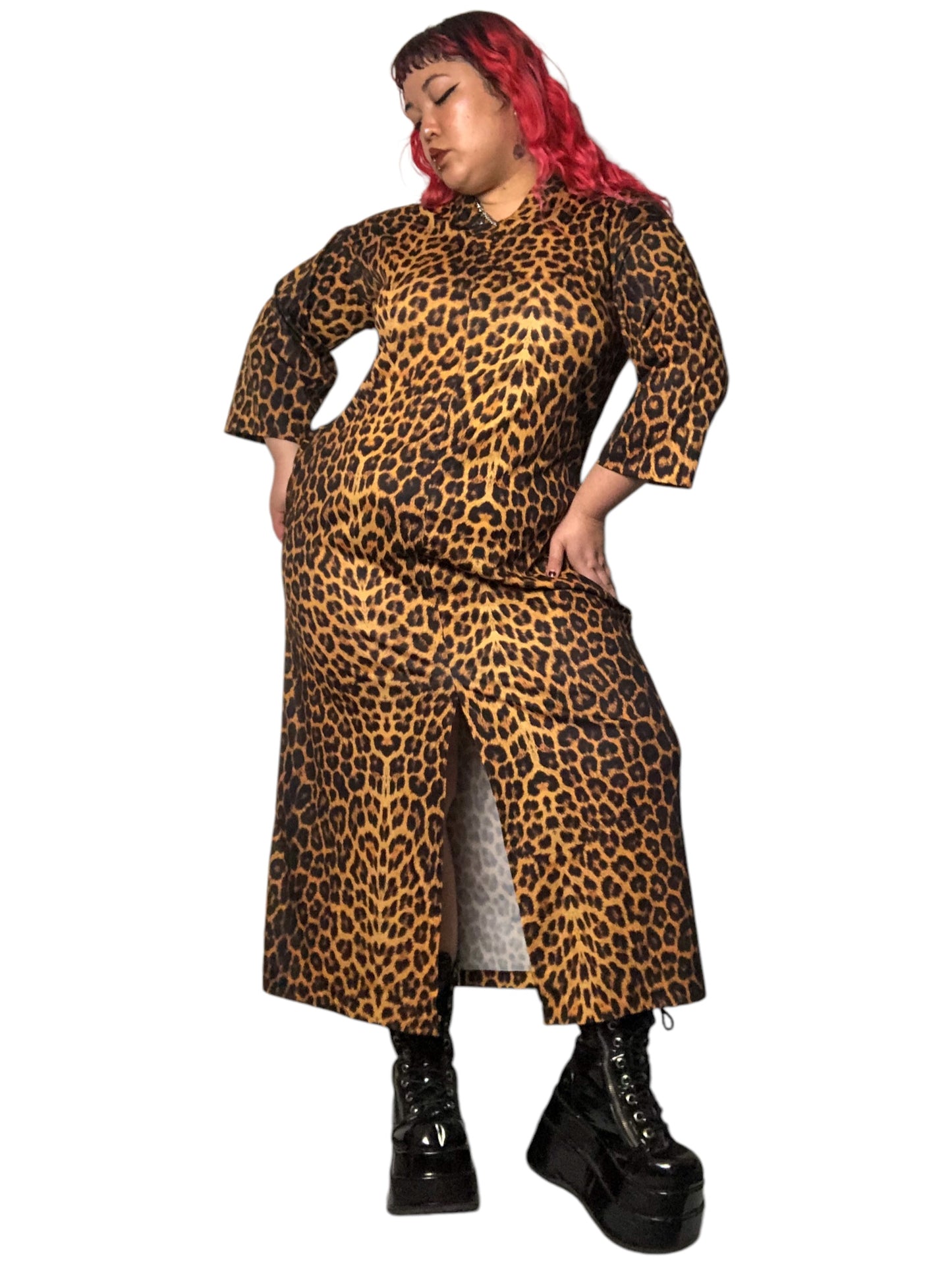 70’s Tiffany Loungewear Leopard Print Maxi Dress (L/XL)