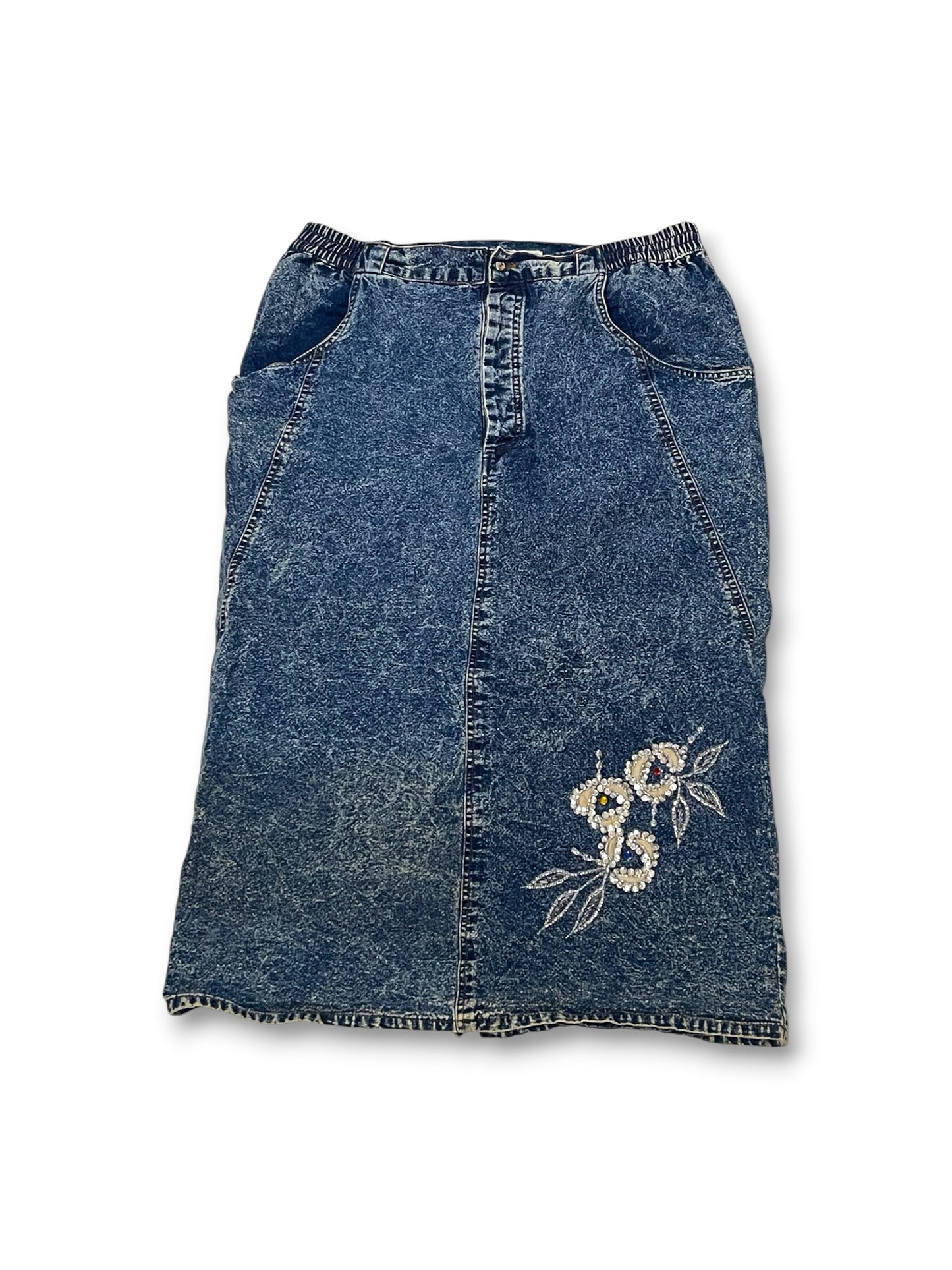 90’s Acid Wash Denim Pencil Skirt (M/L)