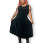 60’s/70’s Bechamel Black Velvet Midi Dress (XL)