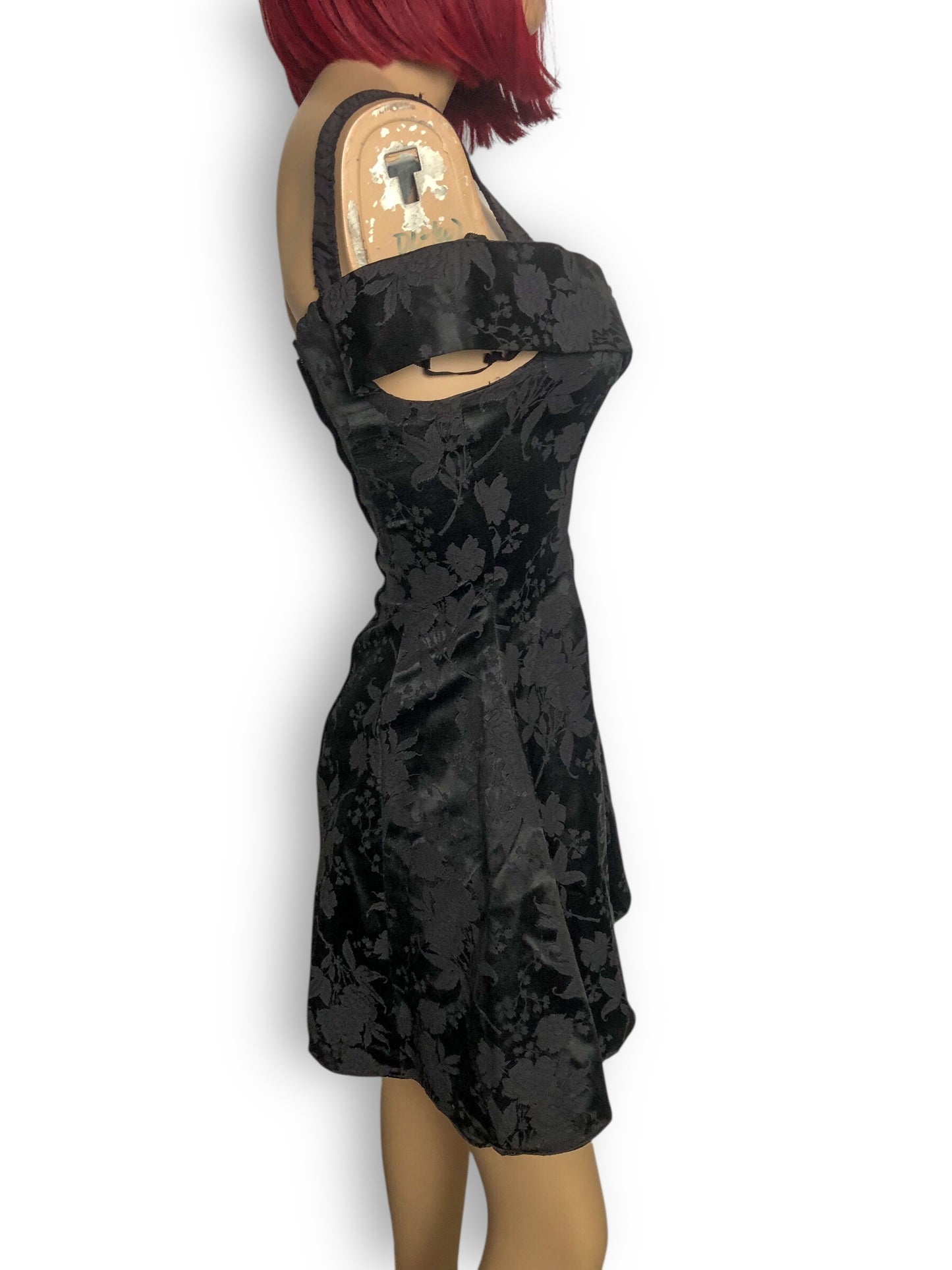 90’s Gunne Sax by Jessica McClintock Black Floral Brocade Cocktail Dress (XXS)