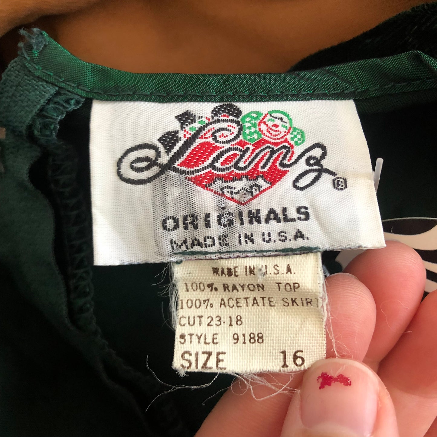 80’s Lanz Originals Dark Green Retro Prom Dress (L/XL)