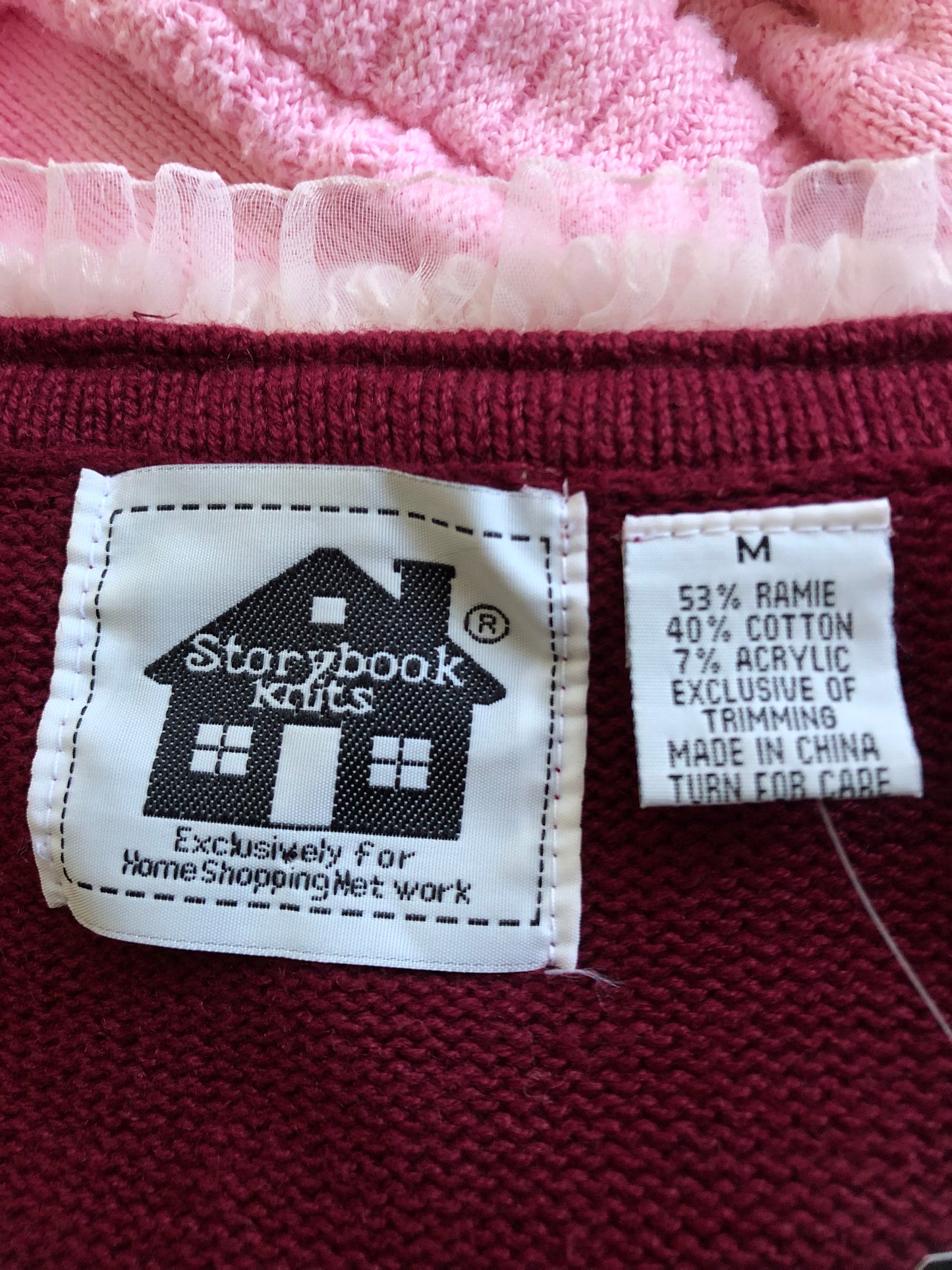 90’s Storybook Knits Burgundy Knit Cardigan Sweater (M/L)